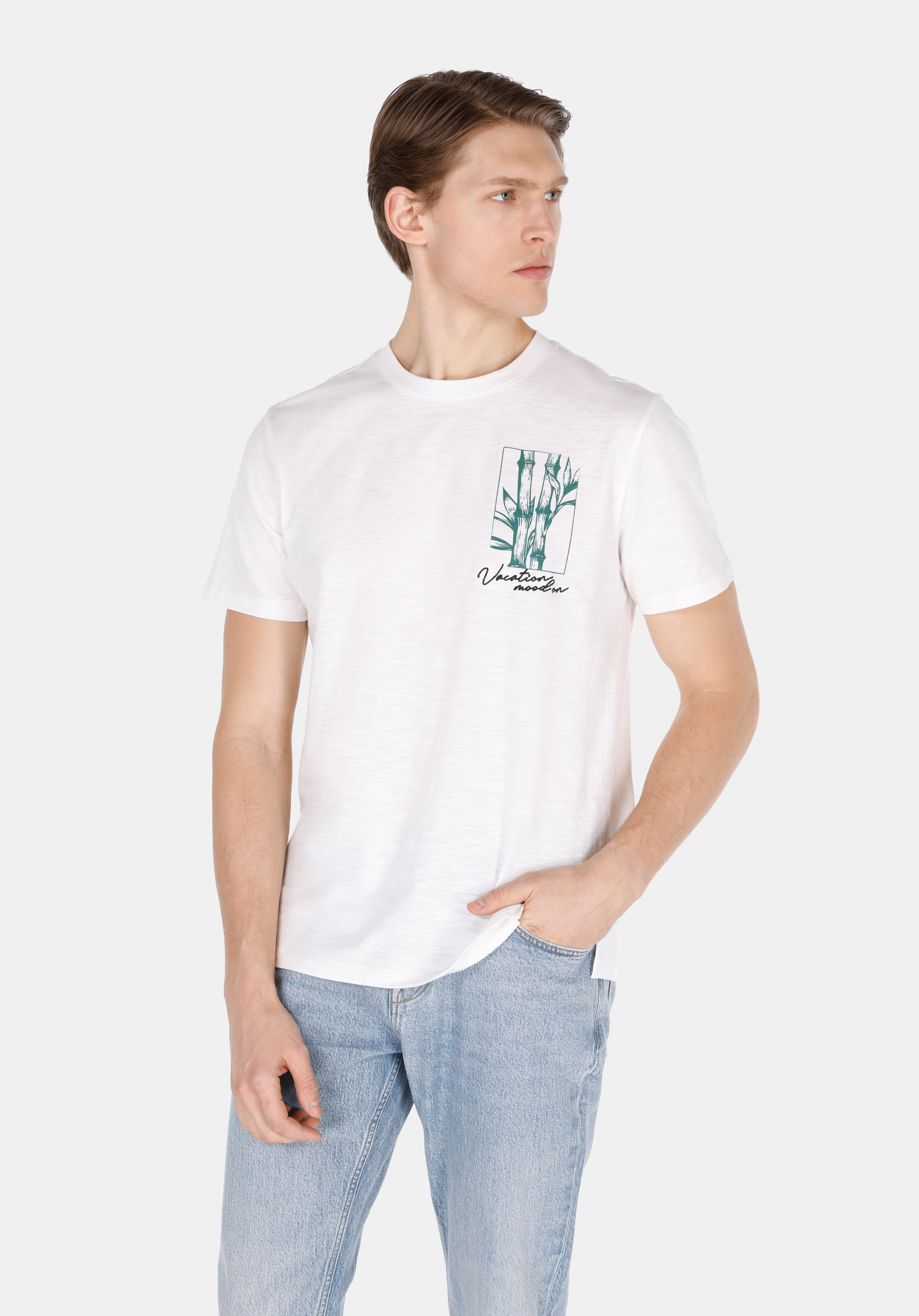 Afișați detalii pentru Tricou Cu Maneca Scurta De Barbati Alb Regular Fit  Cl1073005