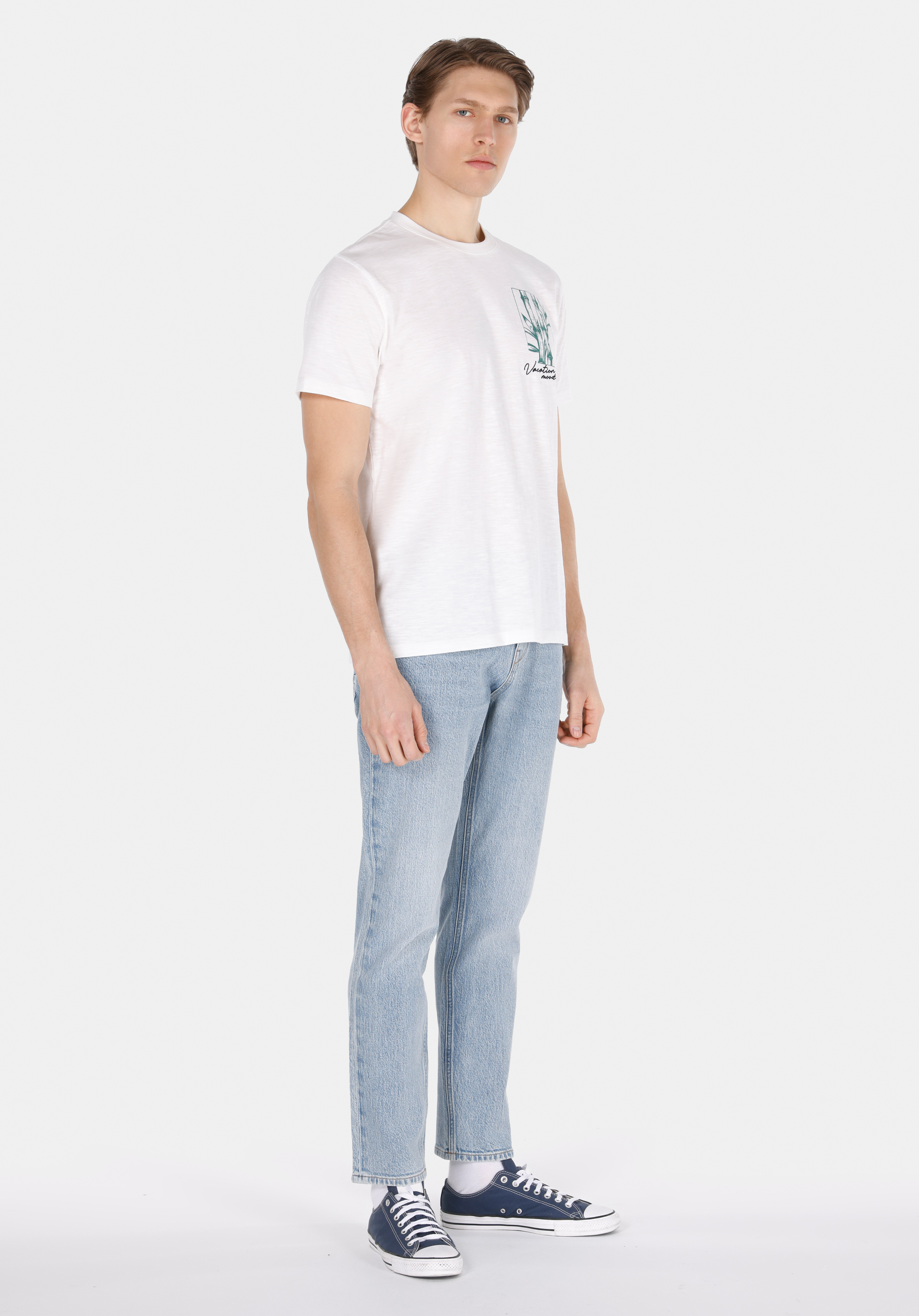Afișați detalii pentru Tricou Cu Maneca Scurta De Barbati Alb Regular Fit  Cl1073005