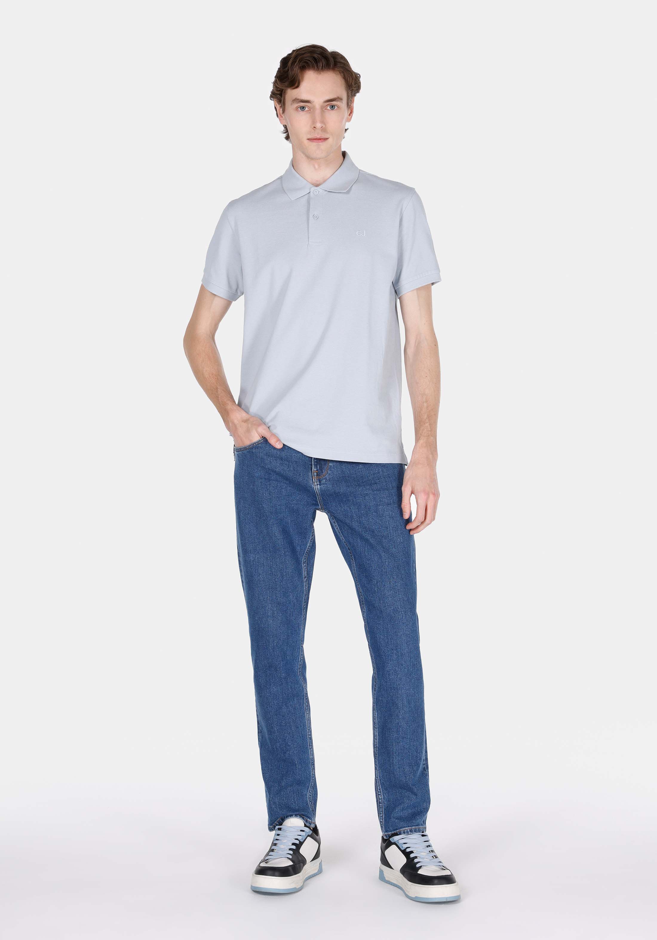 Afișați detalii pentru Tricou Polo Cu Maneca Scurta De Barbati Albastru Regular Fit  Cl1073960