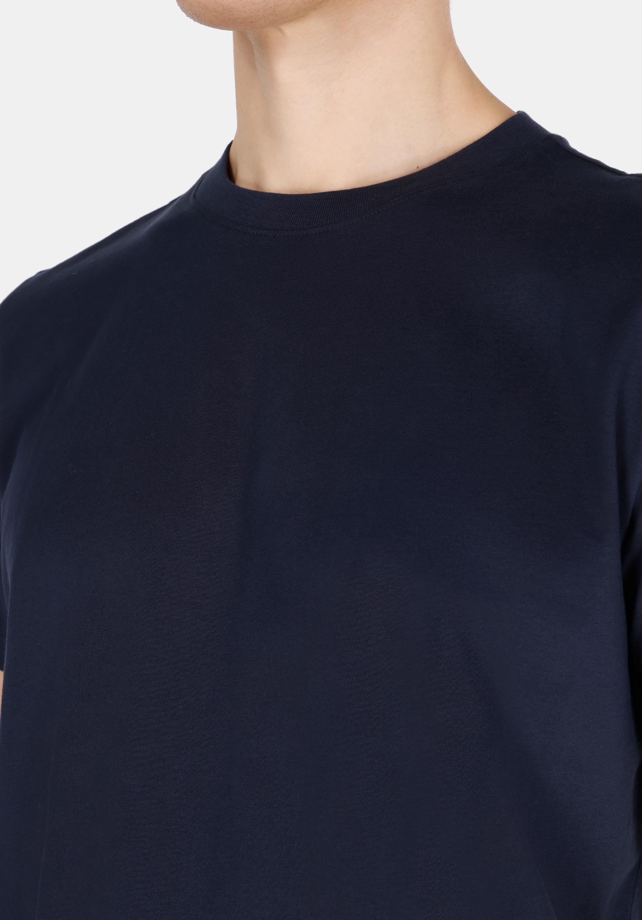 Afișați detalii pentru Regular Fit Round Neck Drept Bărbați Bleumarin Tricou Cu Mânecă Scurtă