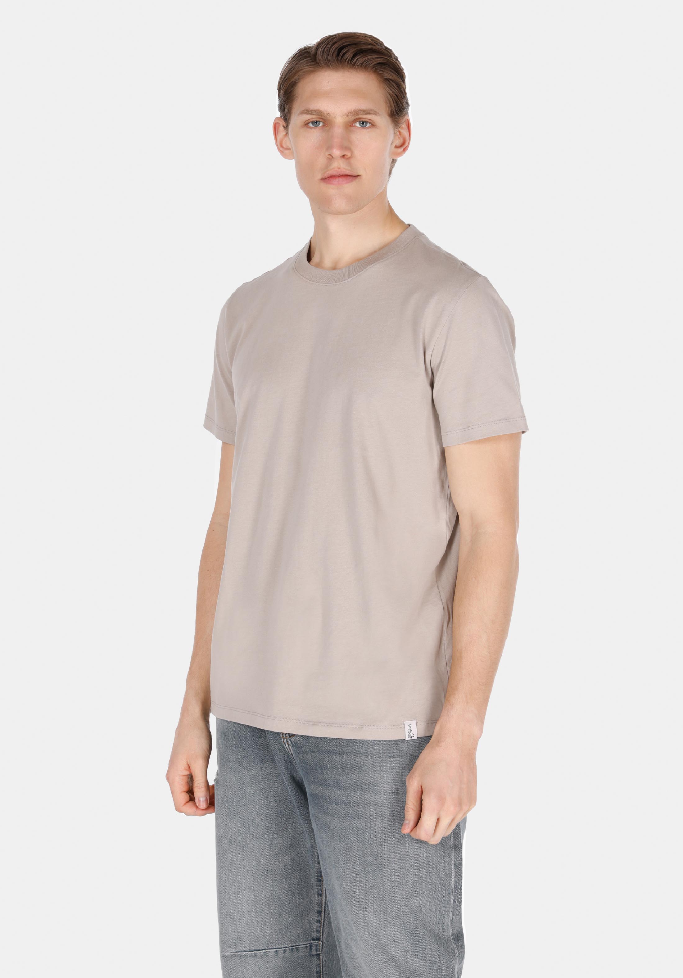 Afișați detalii pentru Regular Fit Round Neck Drept Bărbați Stone Tricou Cu Mânecă Scurtă