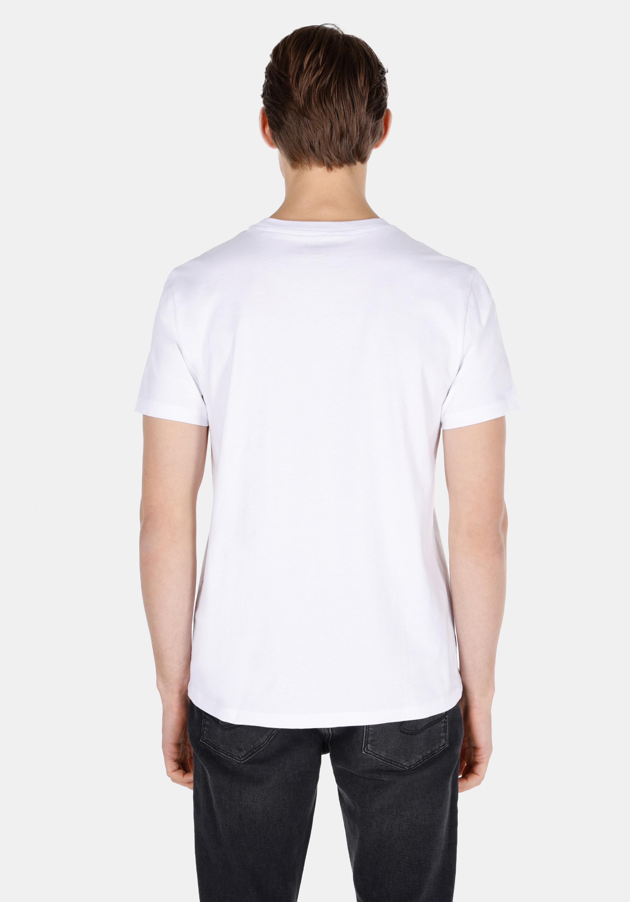 Afișați detalii pentru Regular Fit Round Neck Drept Bărbați Alb Mânecă Scurtă Tricou