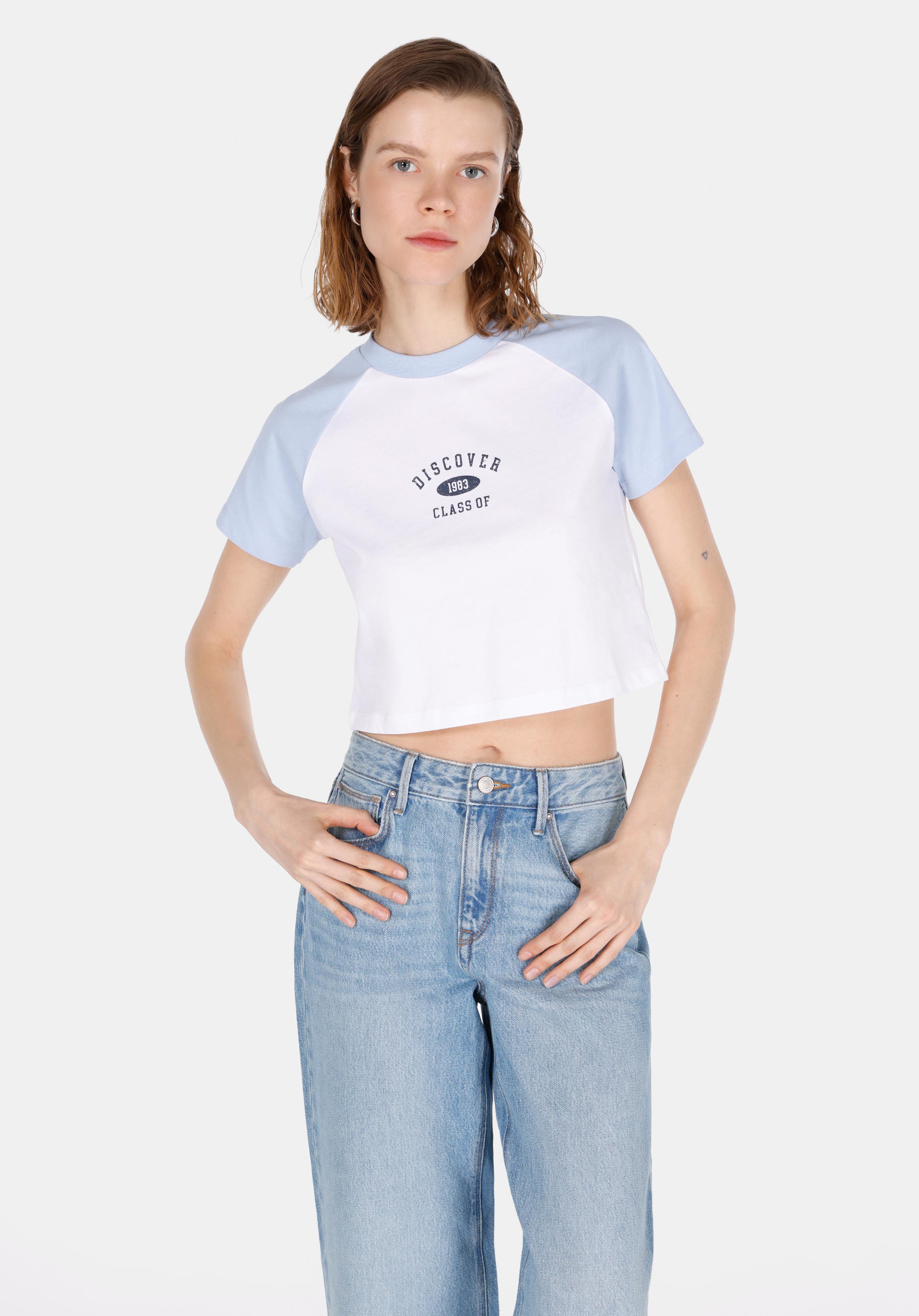 Afișați detalii pentru Tricou Cu Maneca Scurta De Dama Alb Slim Fit  Cl1073148