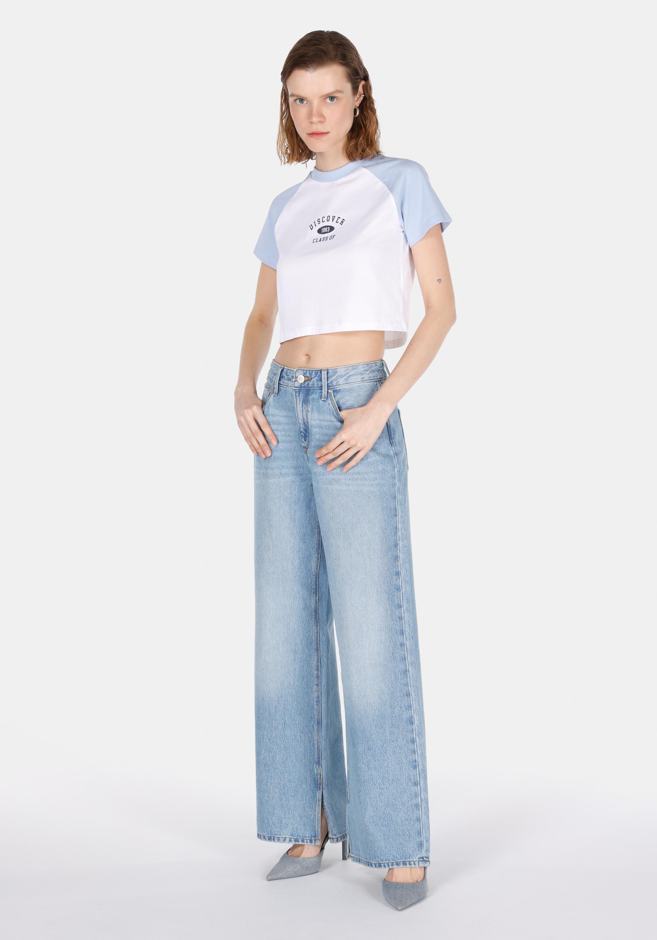 Afișați detalii pentru Tricou Cu Maneca Scurta De Dama Alb Slim Fit  Cl1073148