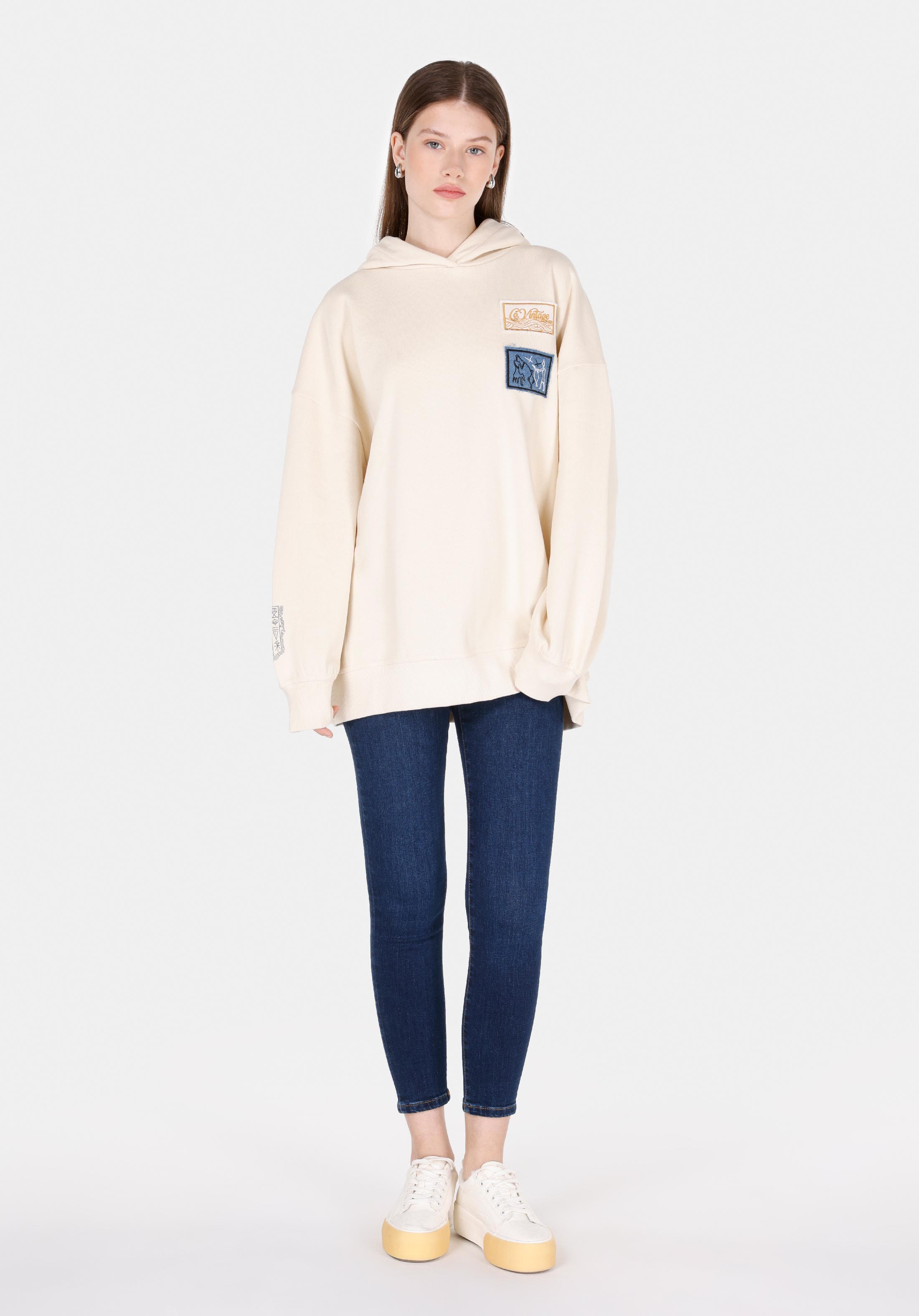 Afișați detalii pentru Hanorac / Bluza De Dama Ecru Regular Fit  Cl1071962