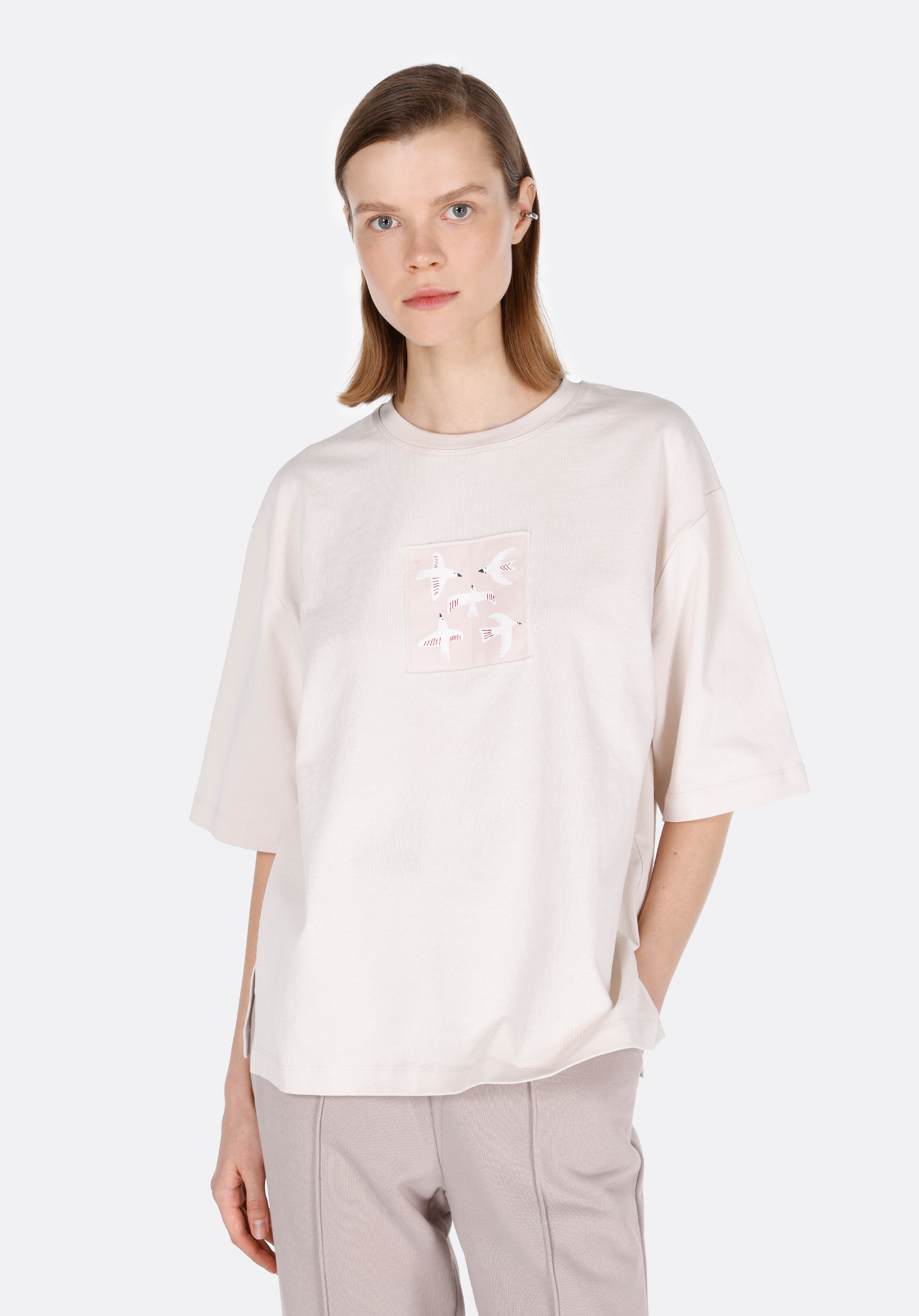 Afișați detalii pentru Tricou Cu Maneca Scurta De Dama Bej Comfort Fit  Cl1073160