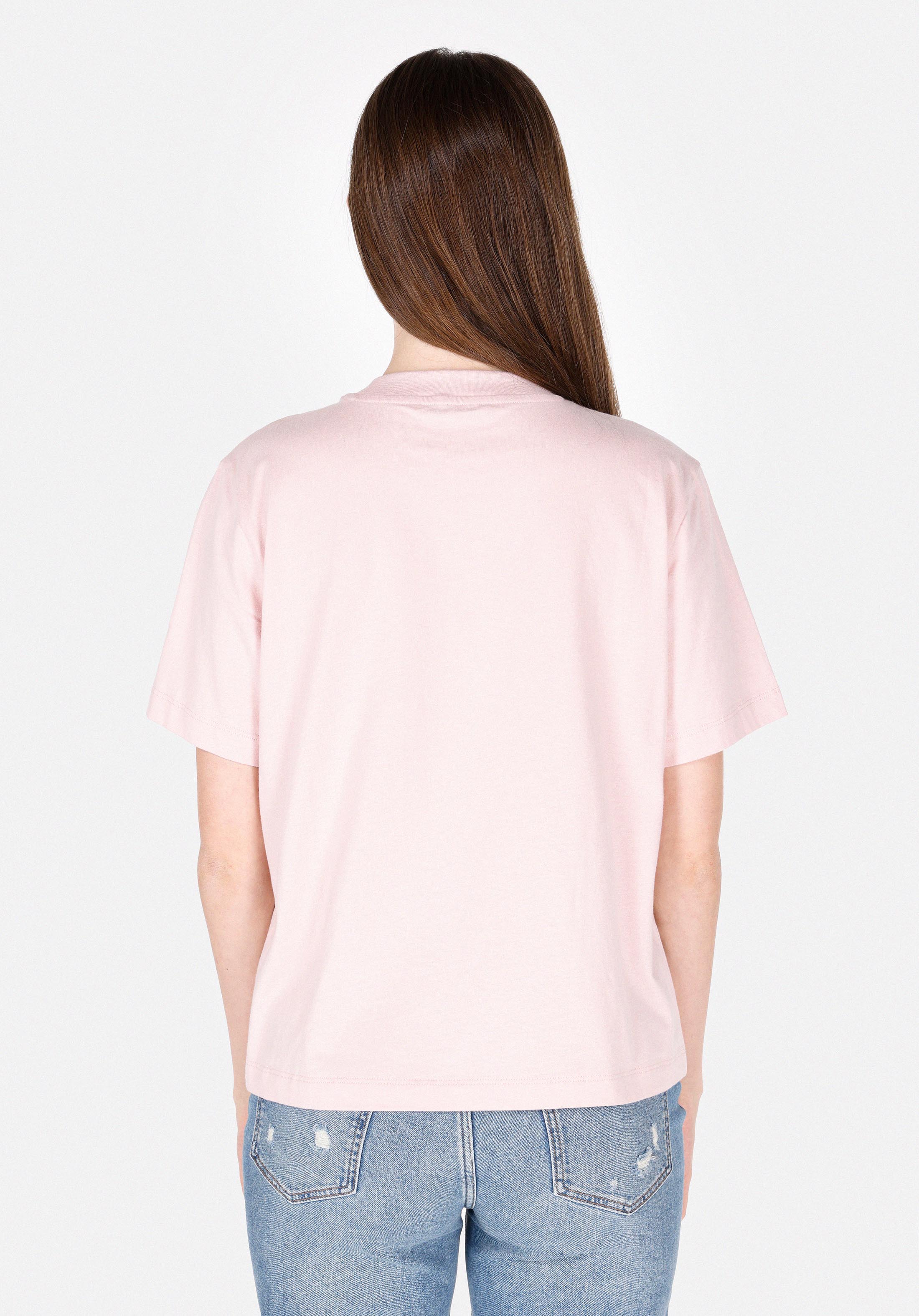 Afișați detalii pentru Regular Fit Round Neck Drept Tricou Cu Mânecă Scurtă Roz Pentru Femei