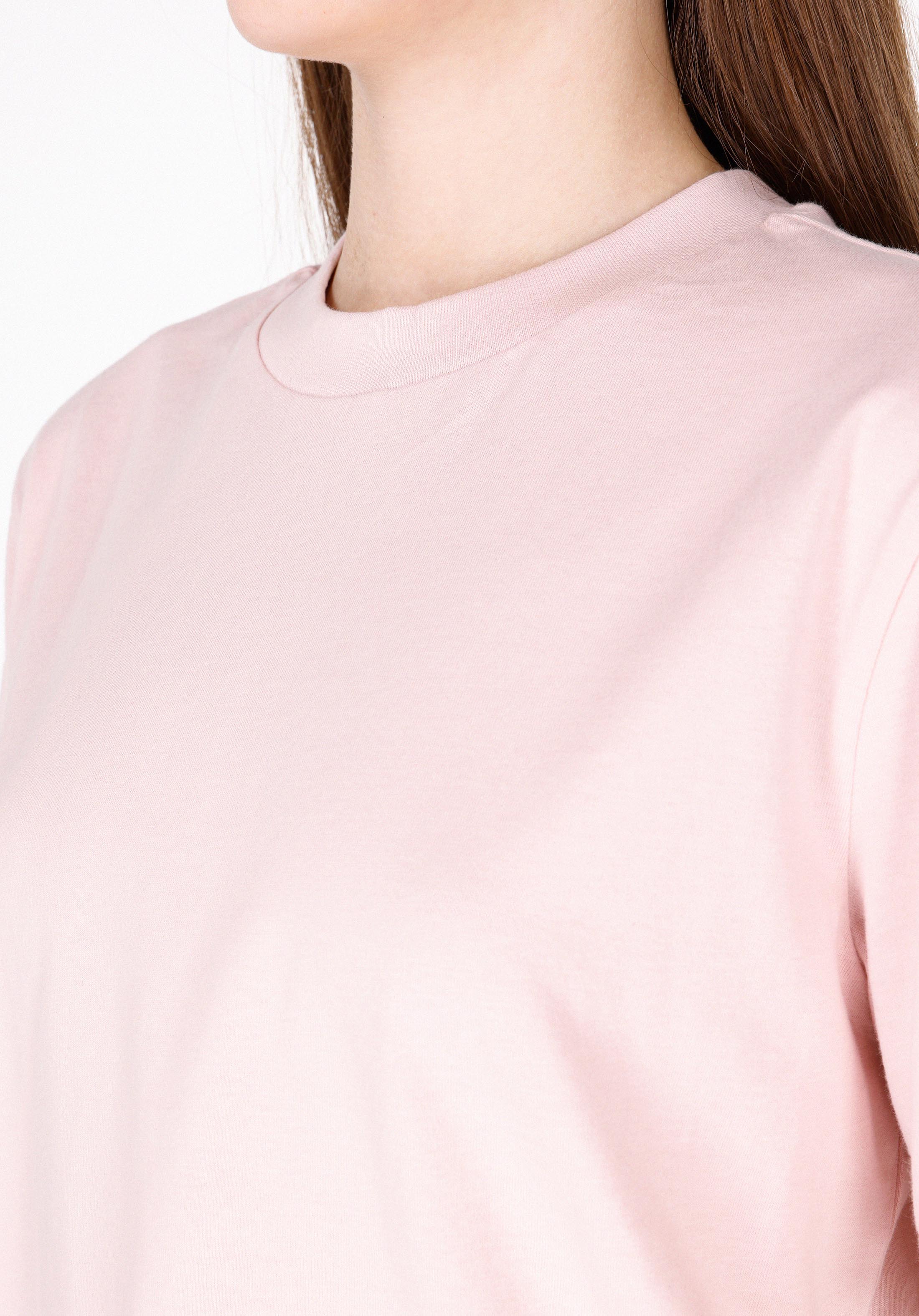Afișați detalii pentru Regular Fit Round Neck Drept Tricou Cu Mânecă Scurtă Roz Pentru Femei