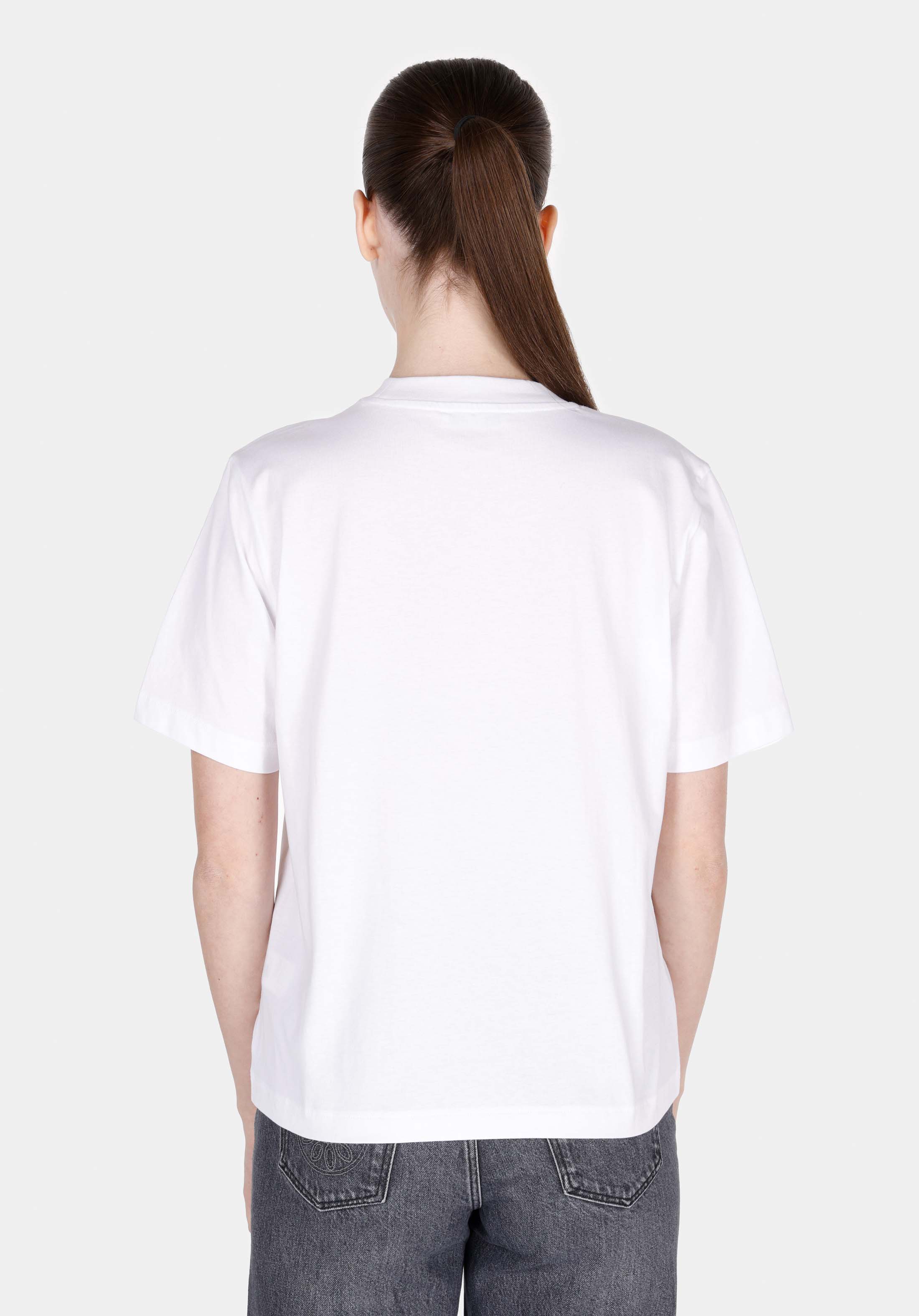 Afișați detalii pentru Regular Fit Round Neck Imprimat Tricou Alb Cu Mânecă Scurtă Pentru Femei
