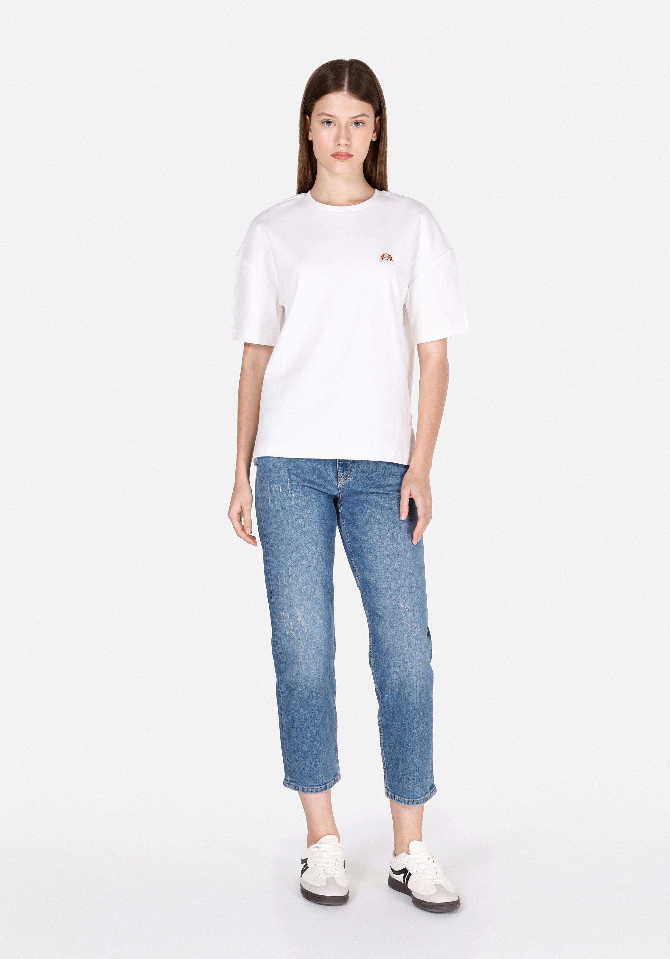 Afișați detalii pentru Tricou Cu Maneca Scurta De Dama Alb Regular Fit  Cl1073463