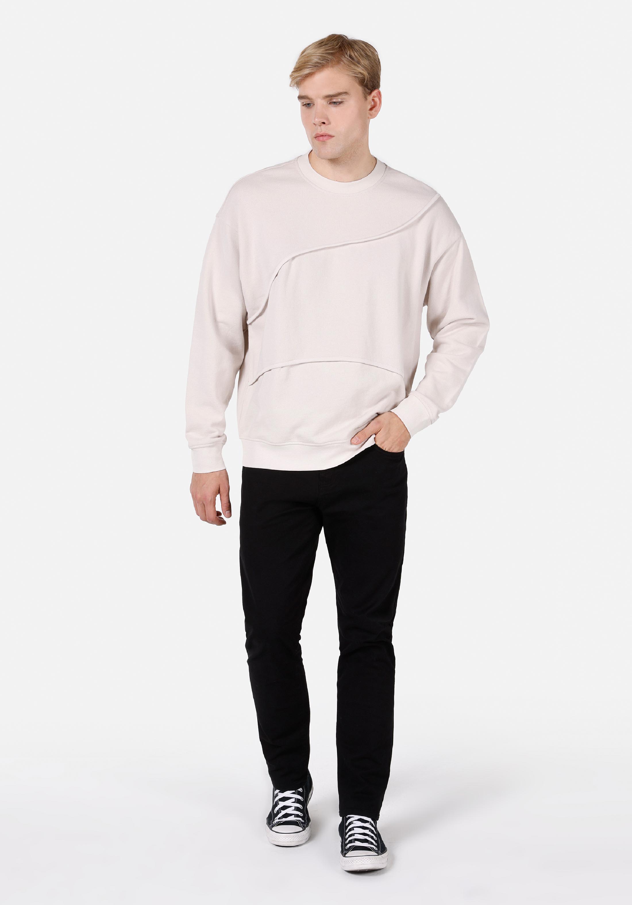 Afișați detalii pentru Hanorac / Bluza De Barbati Alb Oversize Fit  Cl1072049