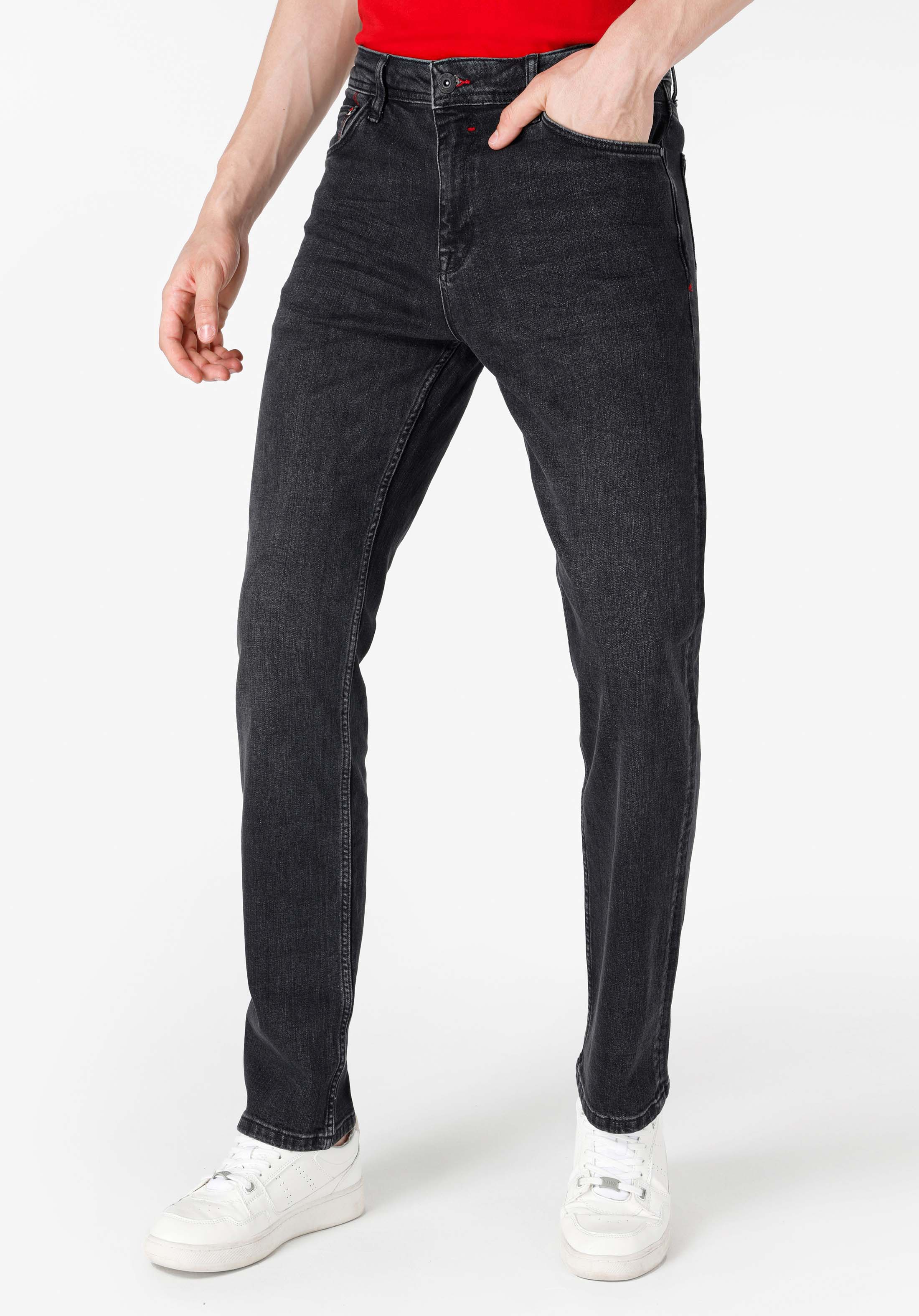 Afișați detalii pentru Pantaloni De Barbati Negru Regular Fit 045 David Cl1066457