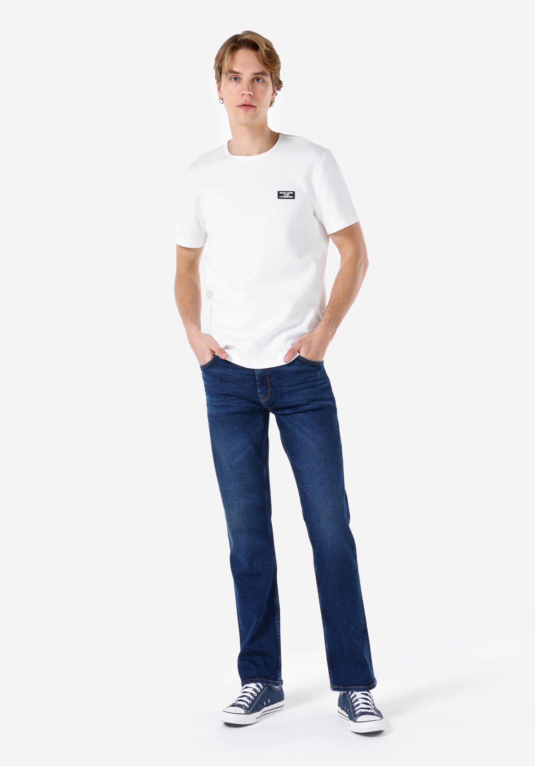 Afișați detalii pentru Pantaloni De Barbati Albastru Regular Fit 045 David Cl1069646