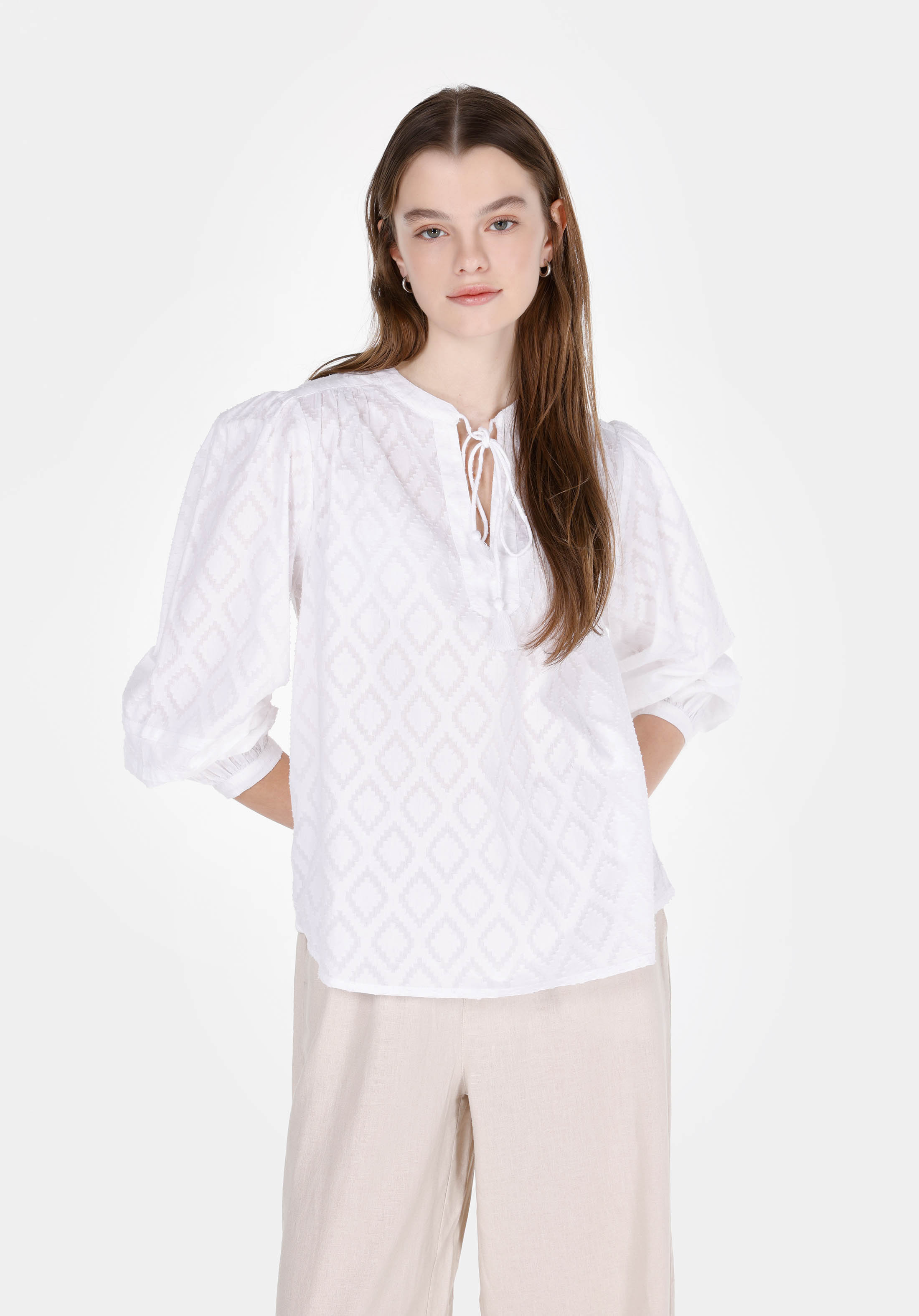 Afișați detalii pentru Bluza Cu Maneca Lunga De Dama Alb Regular Fit  Cl1074282
