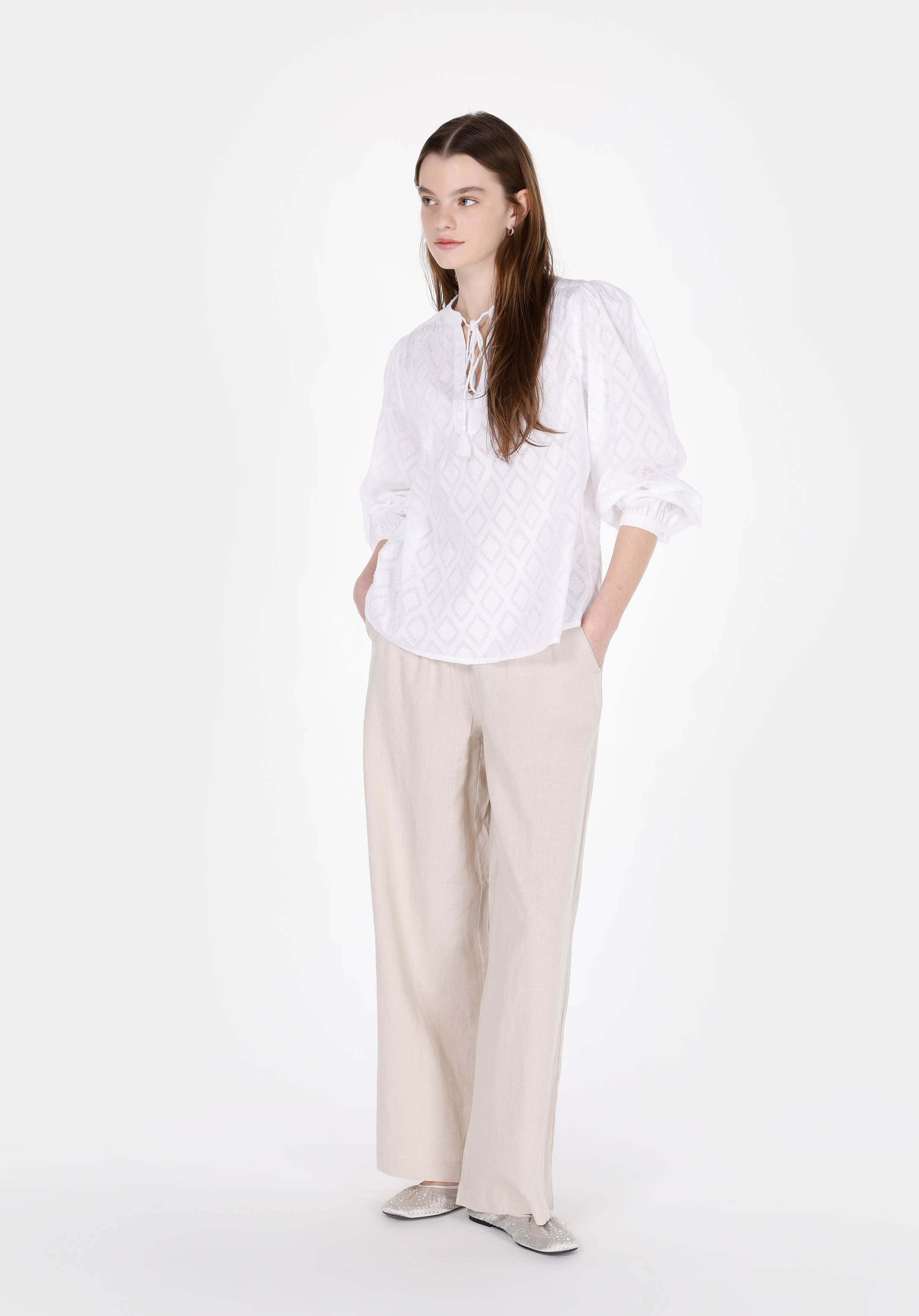 Afișați detalii pentru Bluza Cu Maneca Lunga De Dama Alb Regular Fit  Cl1074282