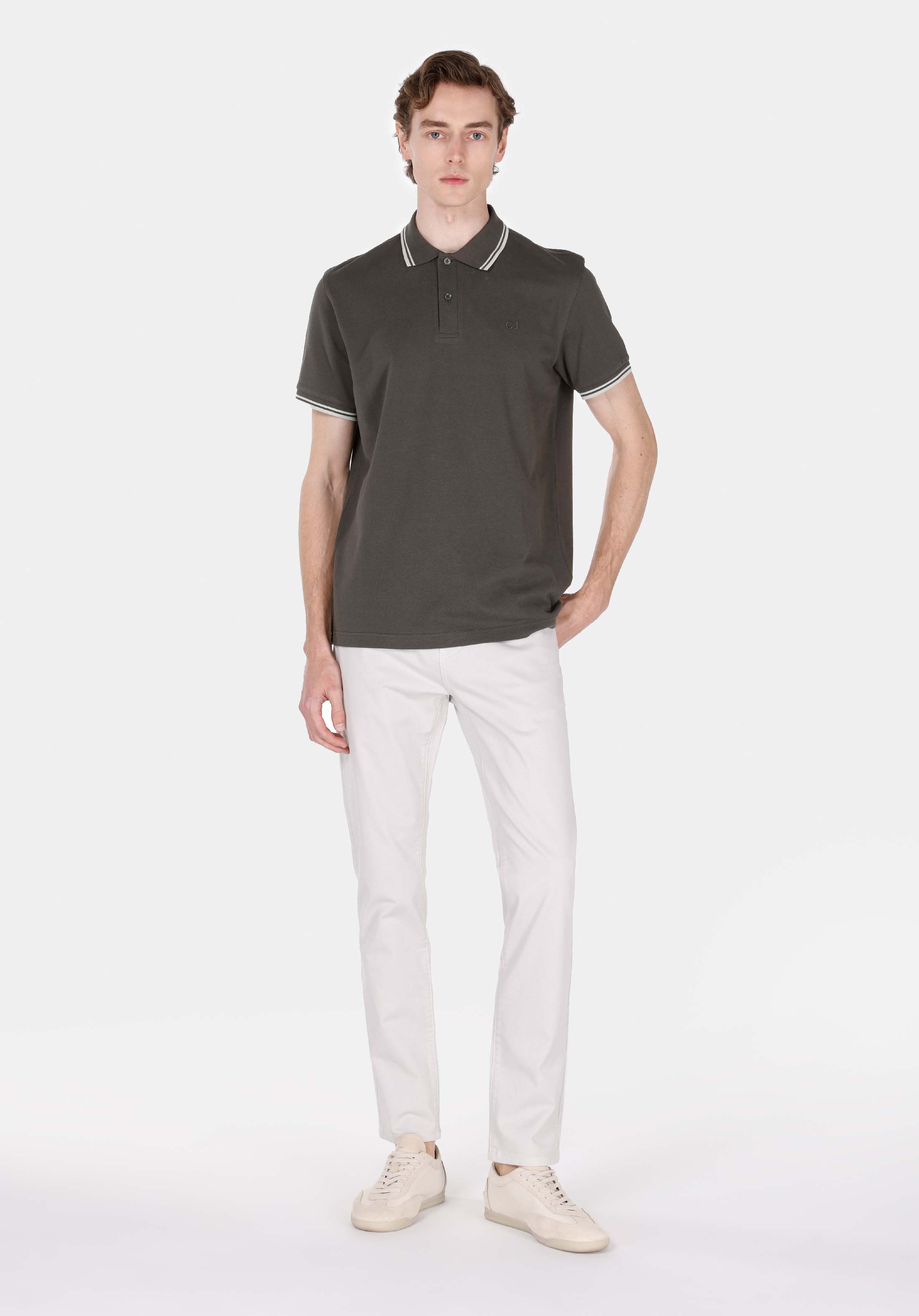 Afișați detalii pentru Tricou Polo Cu Maneca Scurta De Barbati Kaki Regular Fit  Cl1074313