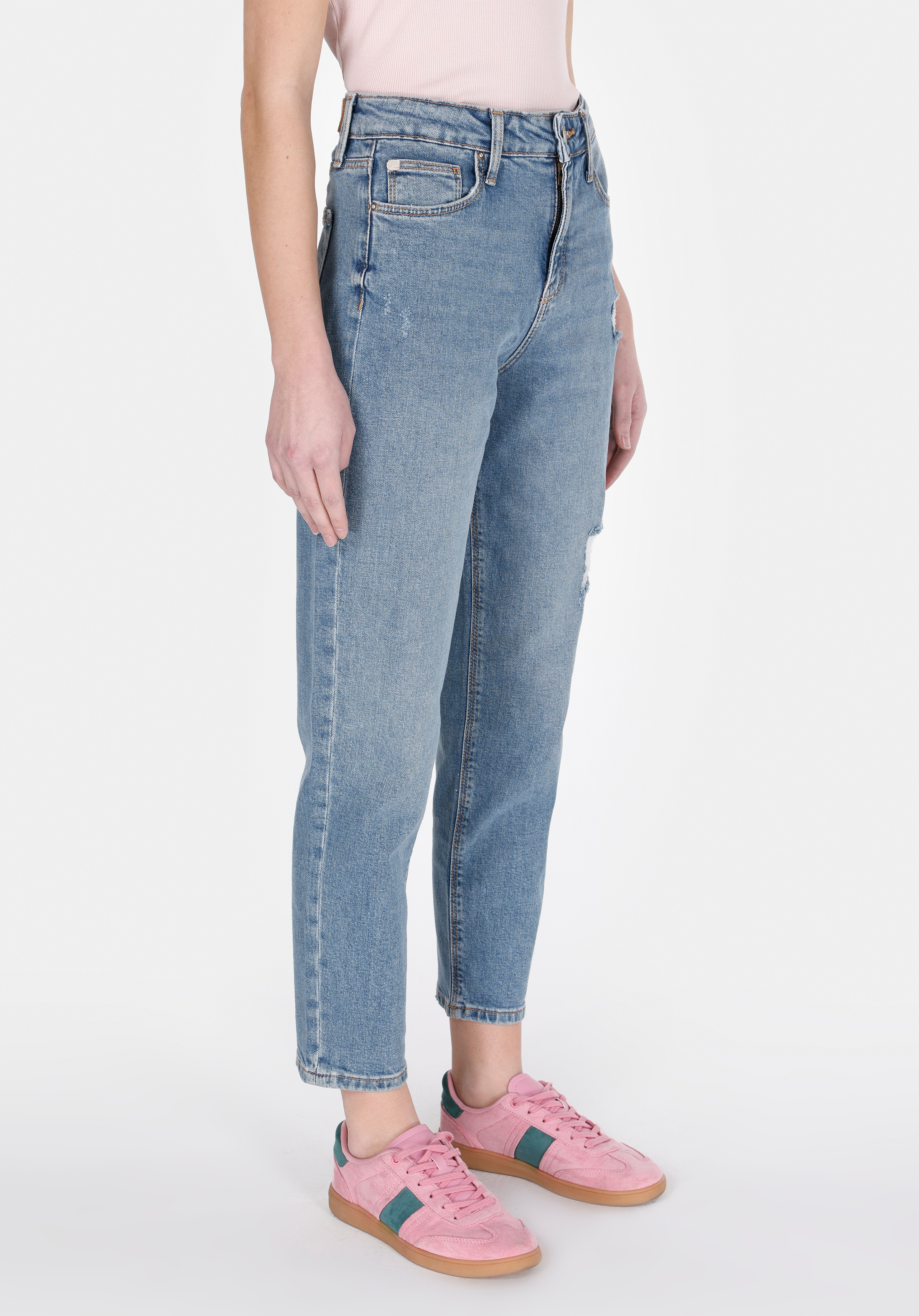 Afișați detalii pentru Pantaloni De Dama Albastru Mom Fit 896  Maria Cl1073516