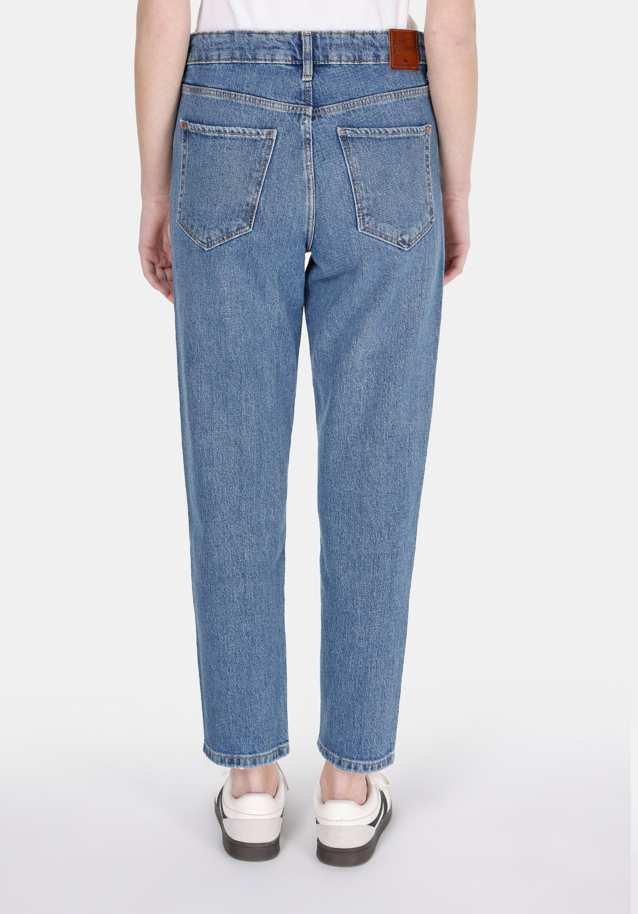 Afișați detalii pentru Mom Fit Talie Ascendentă Micșorare Picior Blugi Din Denim Pentru Femei