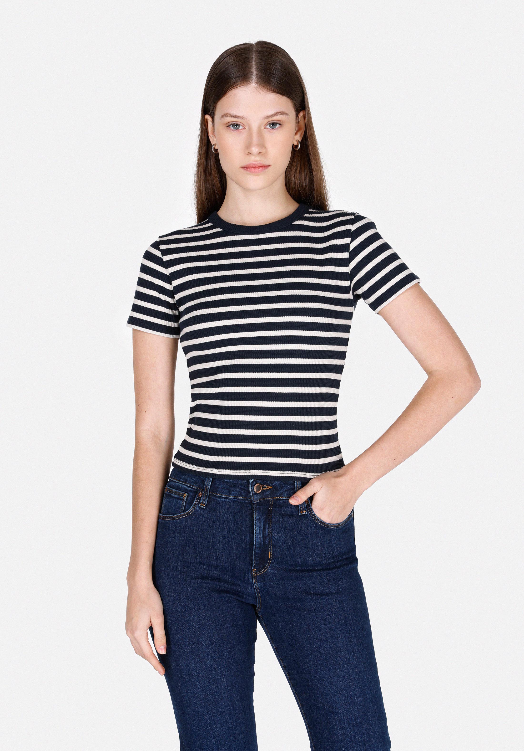 Afișați detalii pentru Tricou Cu Maneca Scurta De Dama Albastru Marin Slim Fit  Cl1073208