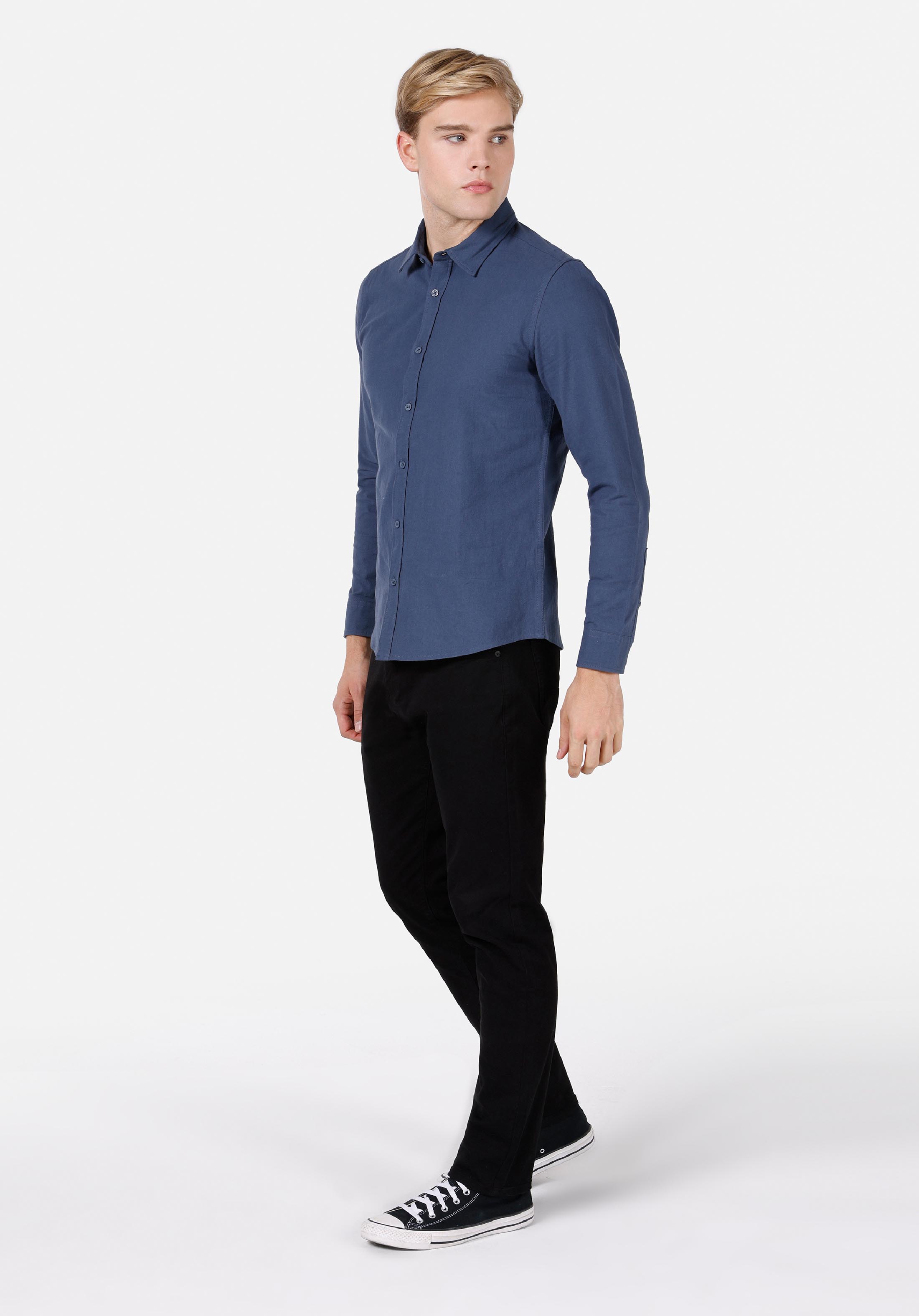 Afișați detalii pentru Camasa Cu Maneca Lunga De Barbati Albastru Slim Fit  Cl1072097