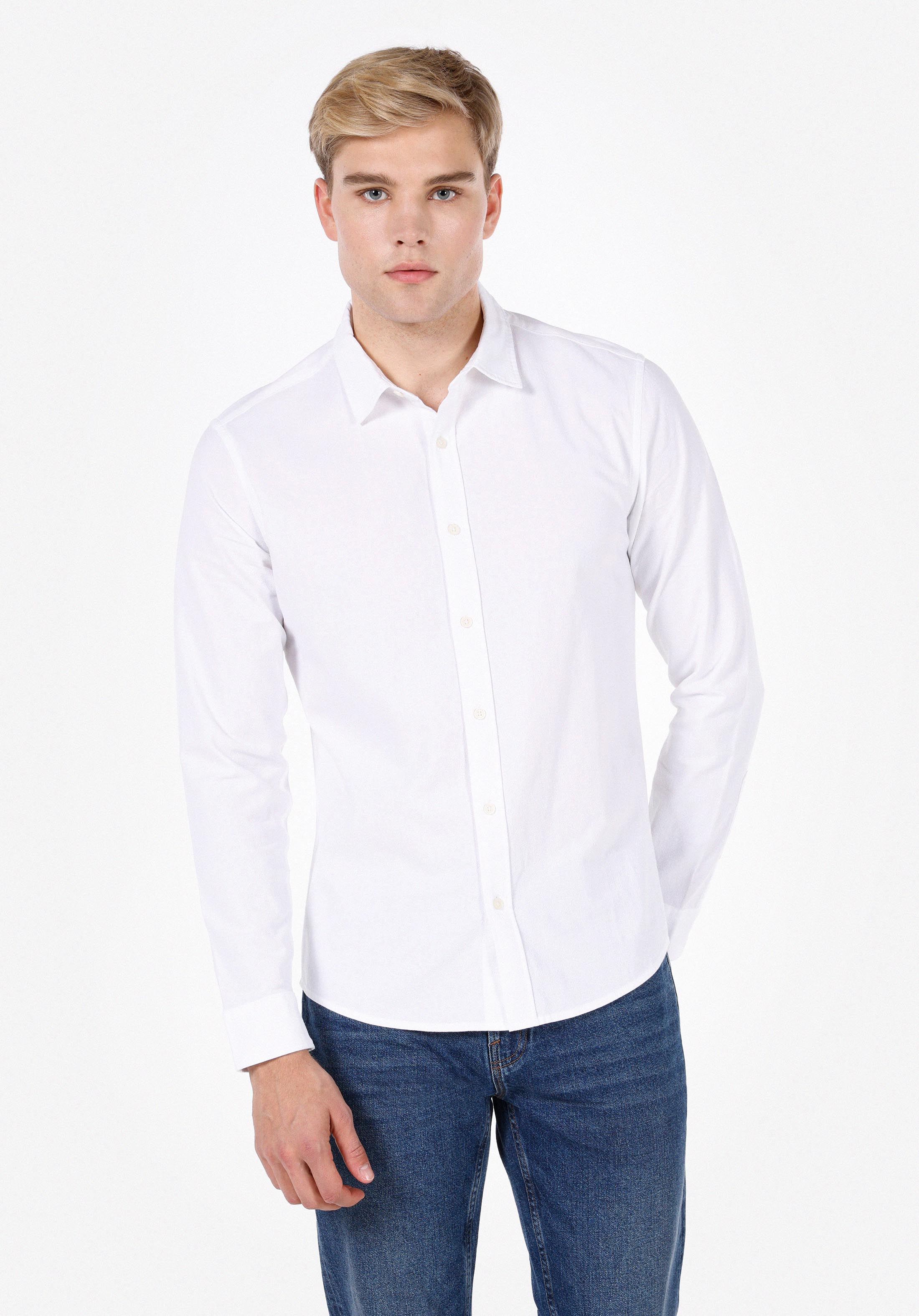 Afișați detalii pentru Camasa Cu Maneca Lunga De Barbati Alb Slim Fit  Cl1072097