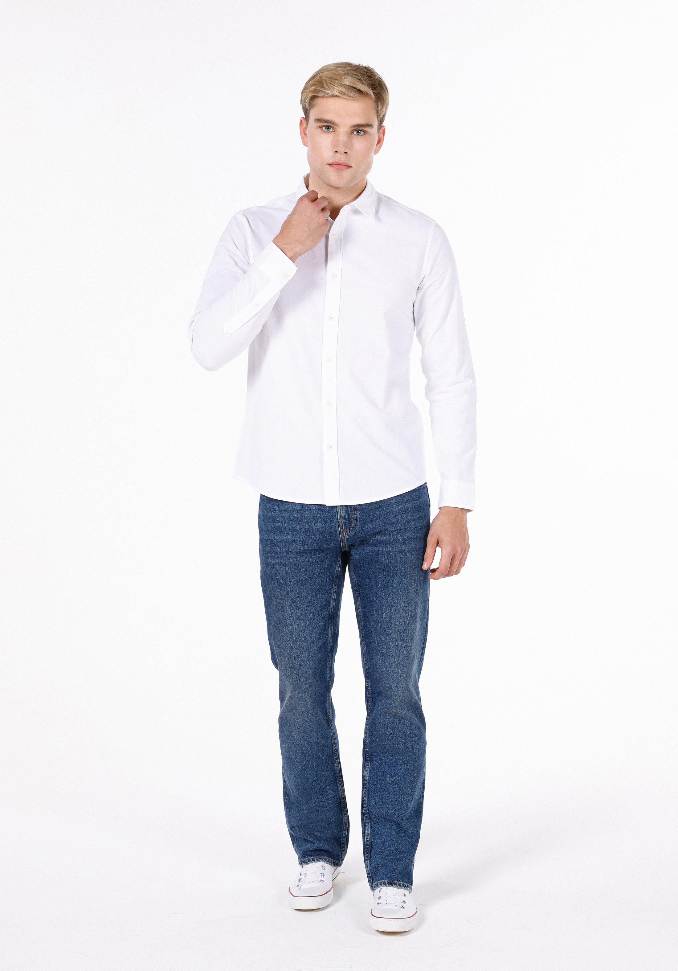 Afișați detalii pentru Camasa Cu Maneca Lunga De Barbati Alb Slim Fit  Cl1072097
