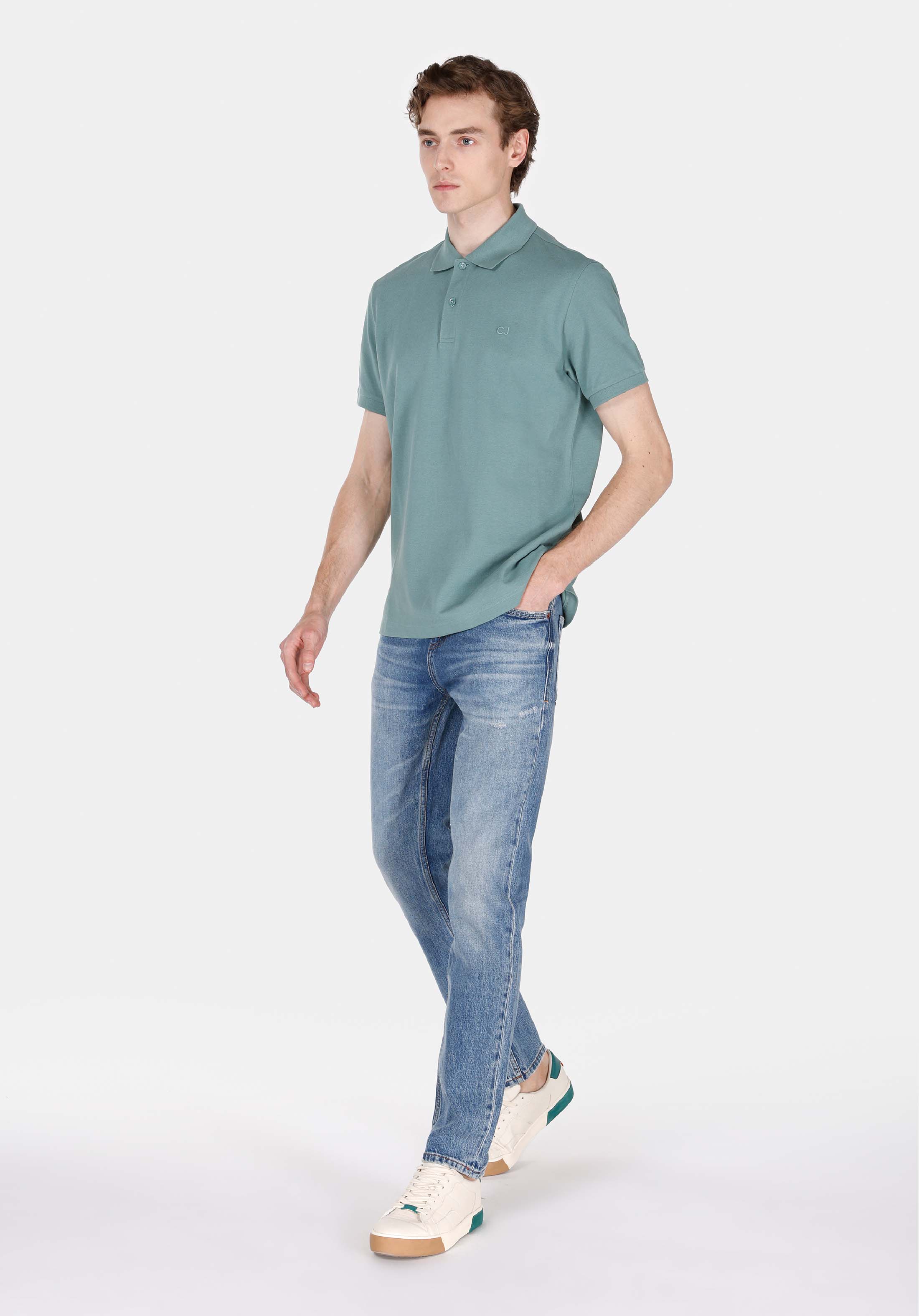Afișați detalii pentru Pantaloni De Barbati Albastru Straight Fit 044 Karl Cl1074510