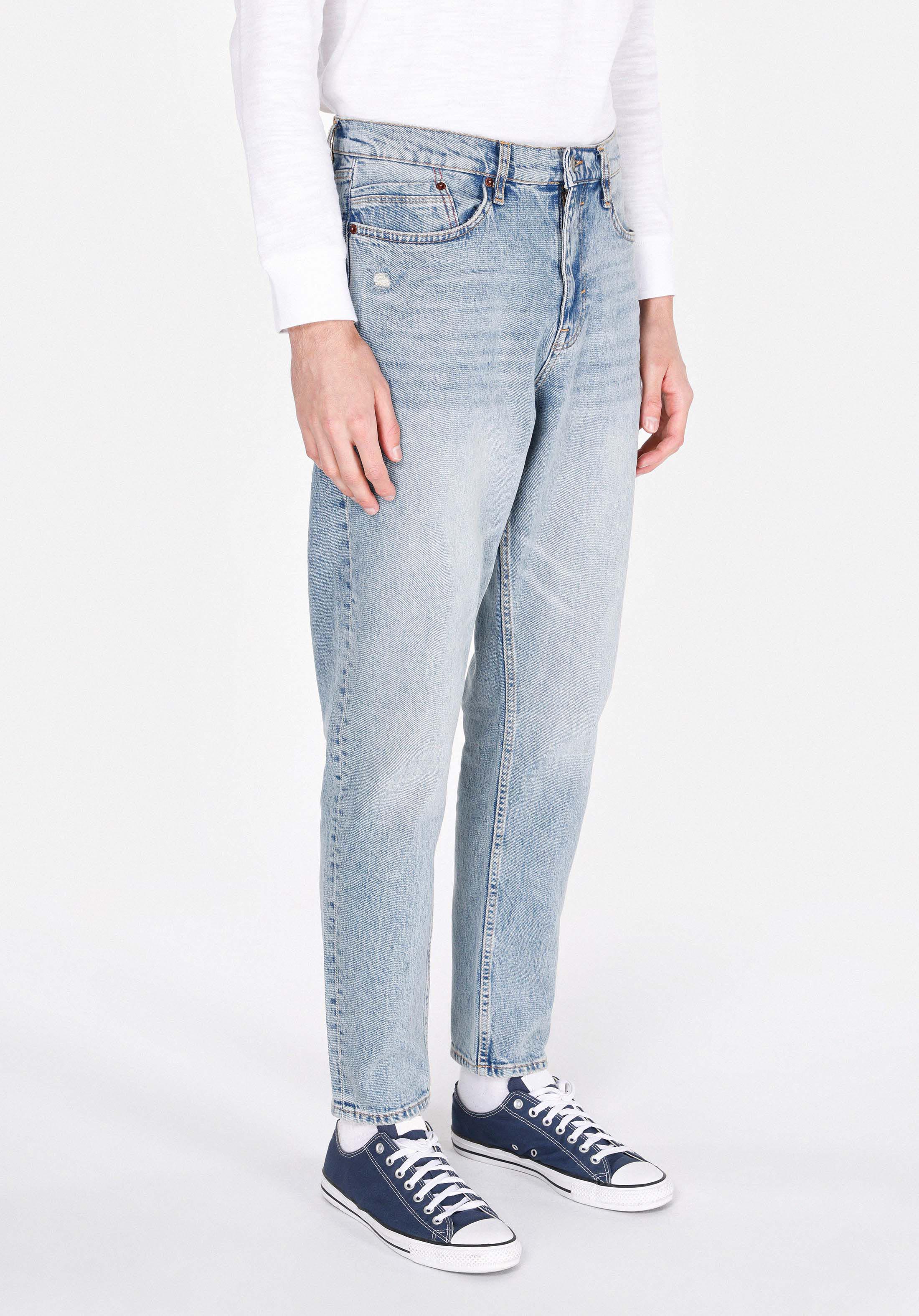 Afișați detalii pentru Pantaloni De Barbati Albastru Loose Tapered Fit  Cl1074512