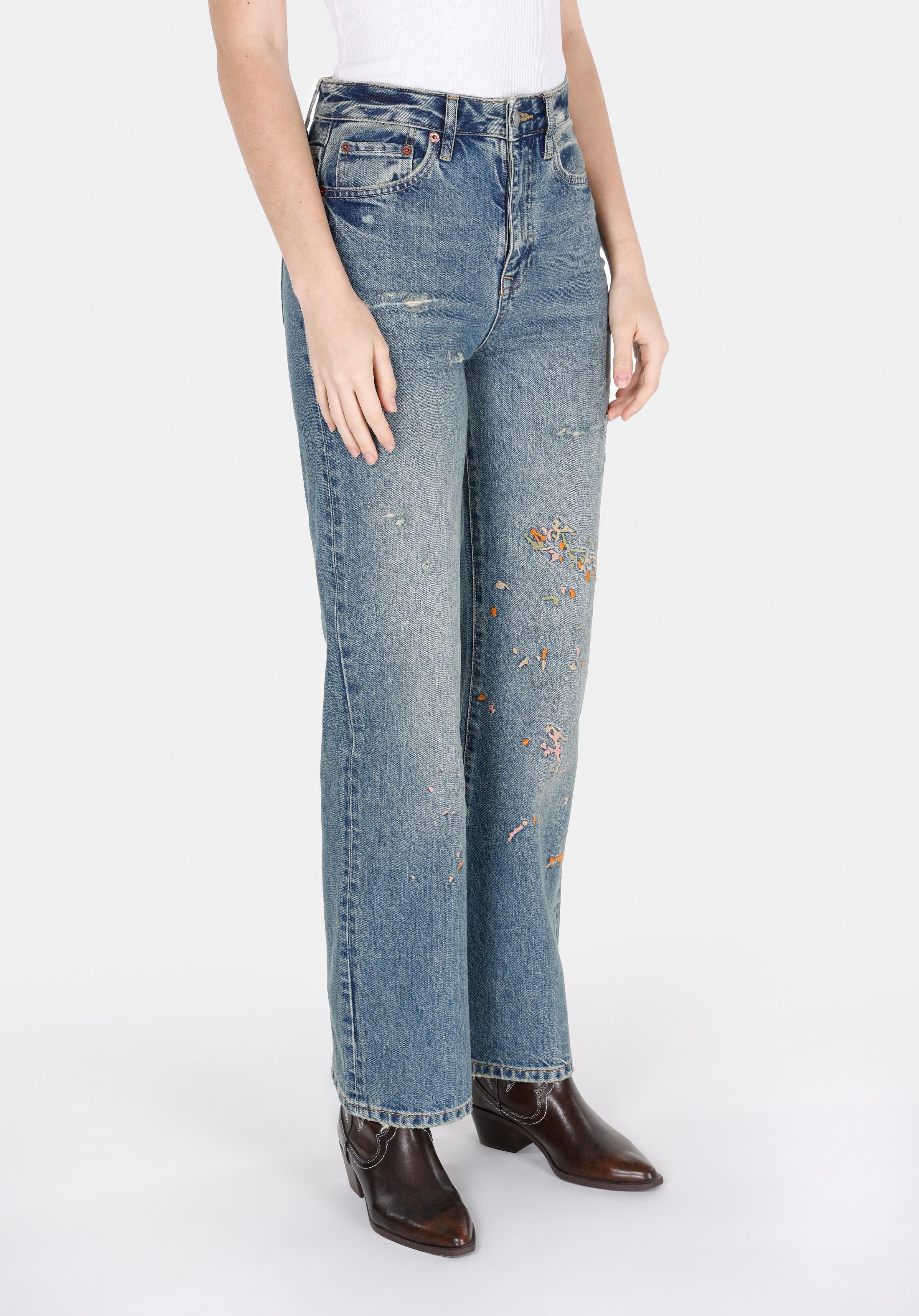 Afișați detalii pentru Pantaloni De Dama Denim Straight Fit 900 Laris Cl1074521