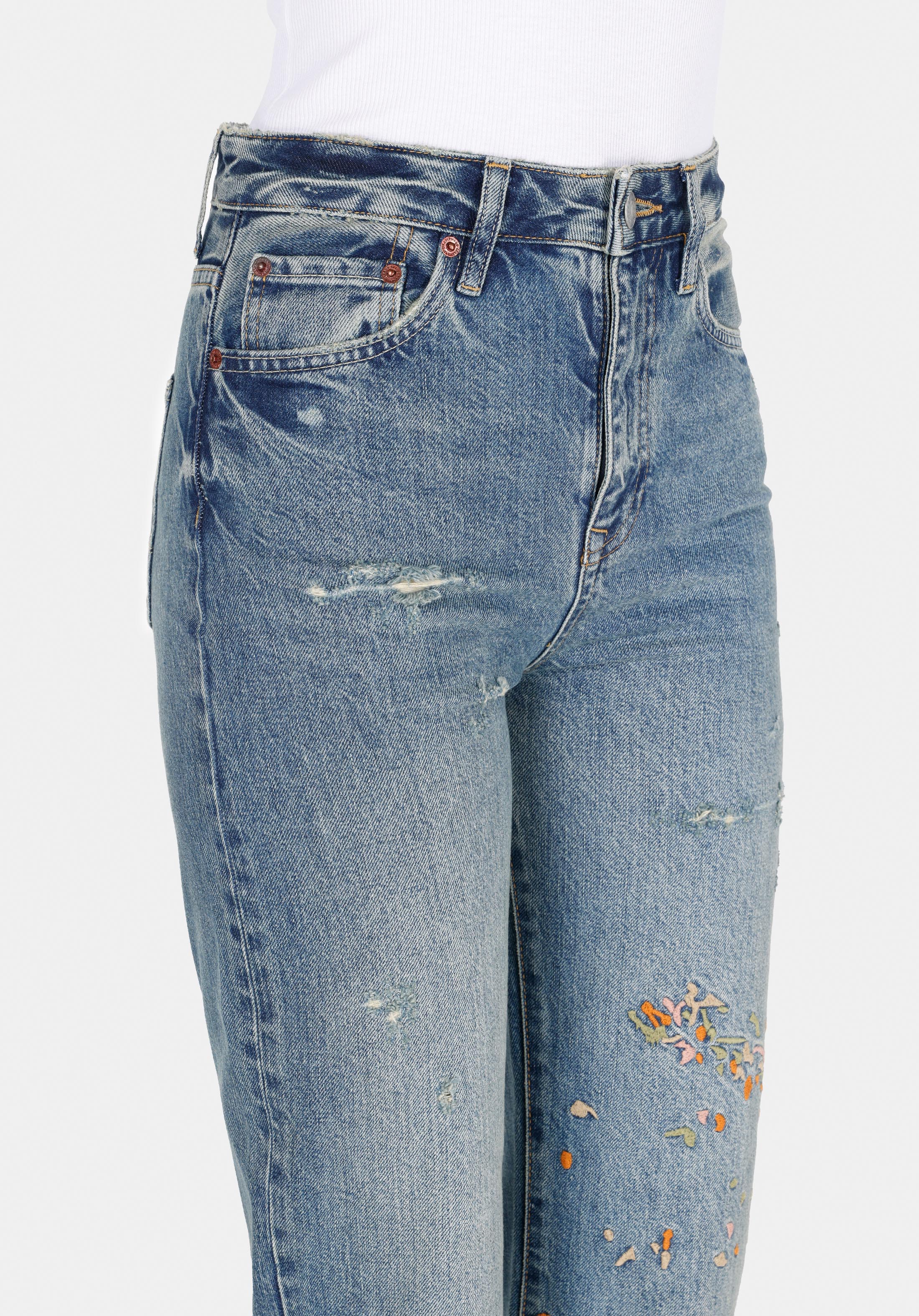 Afișați detalii pentru Pantaloni De Dama Denim Straight Fit 900 Laris Cl1074521