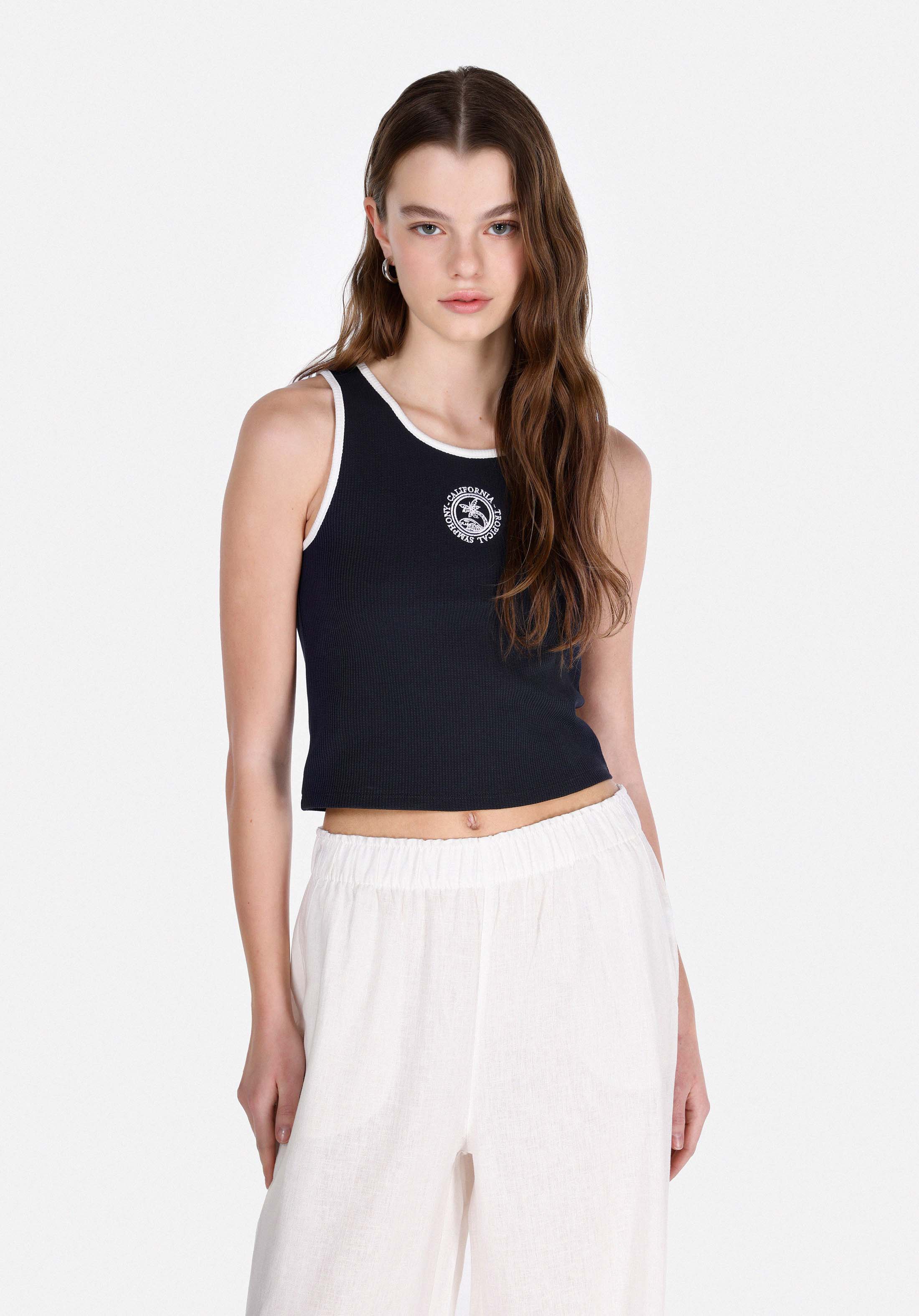 Afișați detalii pentru Pulover Cu Mâneci Scurte De Dama Albastru Marin Slim Fit  Cl1074549
