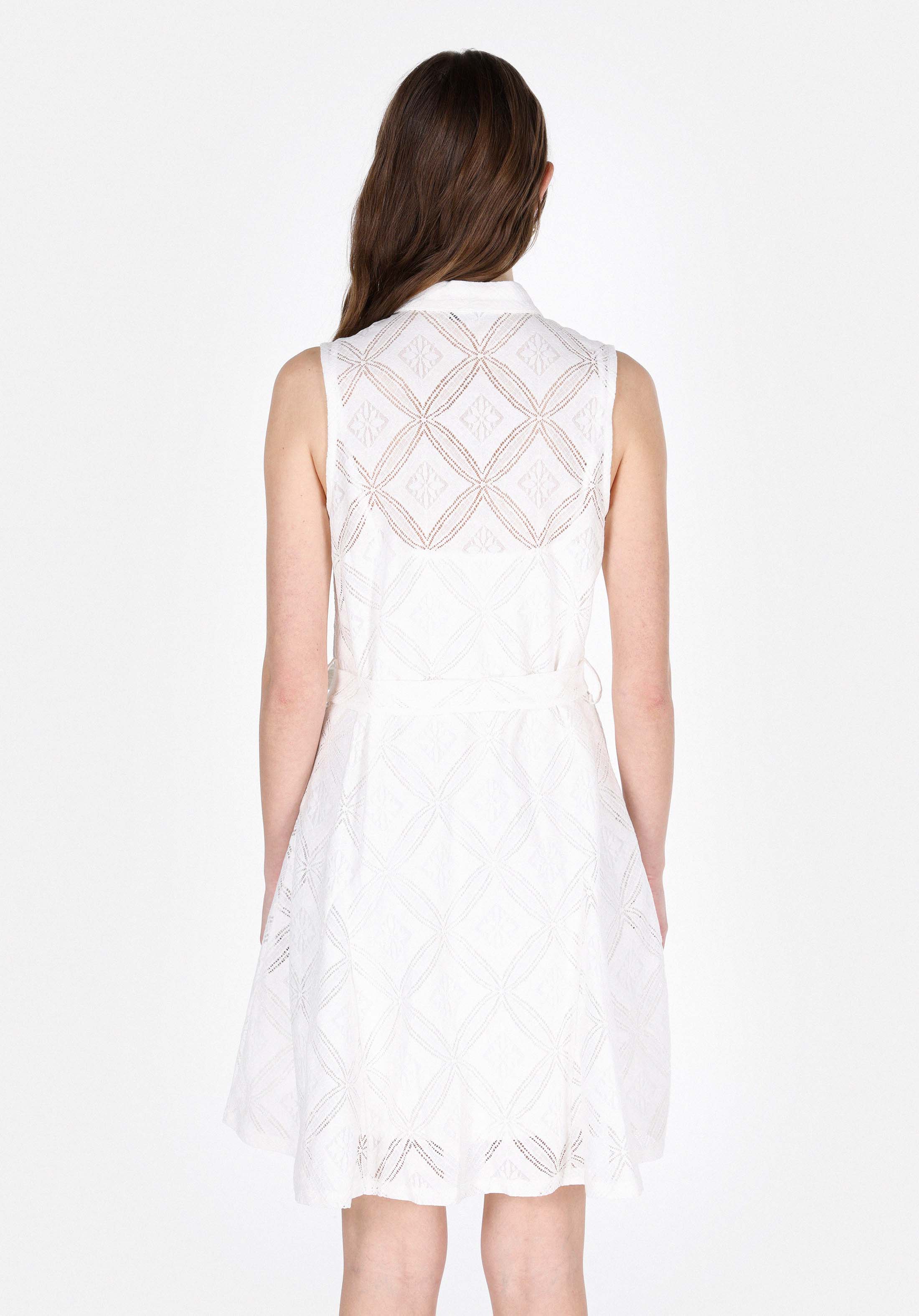 Afișați detalii pentru Regular Fit Jacquard Rochie Albă Fără Mâneci Pentru Femei