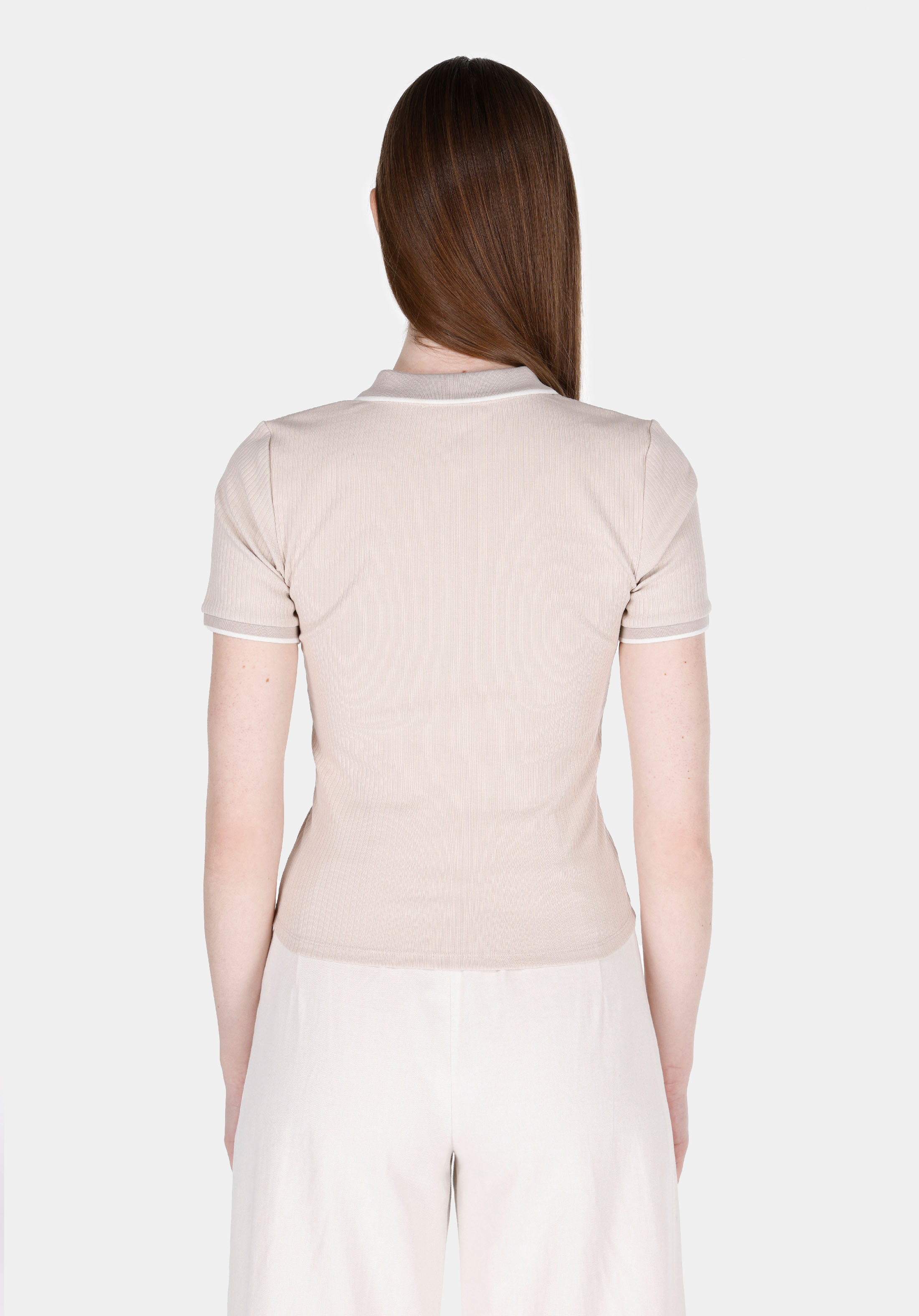 Afișați detalii pentru Tricou Polo Cu Maneca Scurta De Dama Bej Slim Fit  Cl1074585