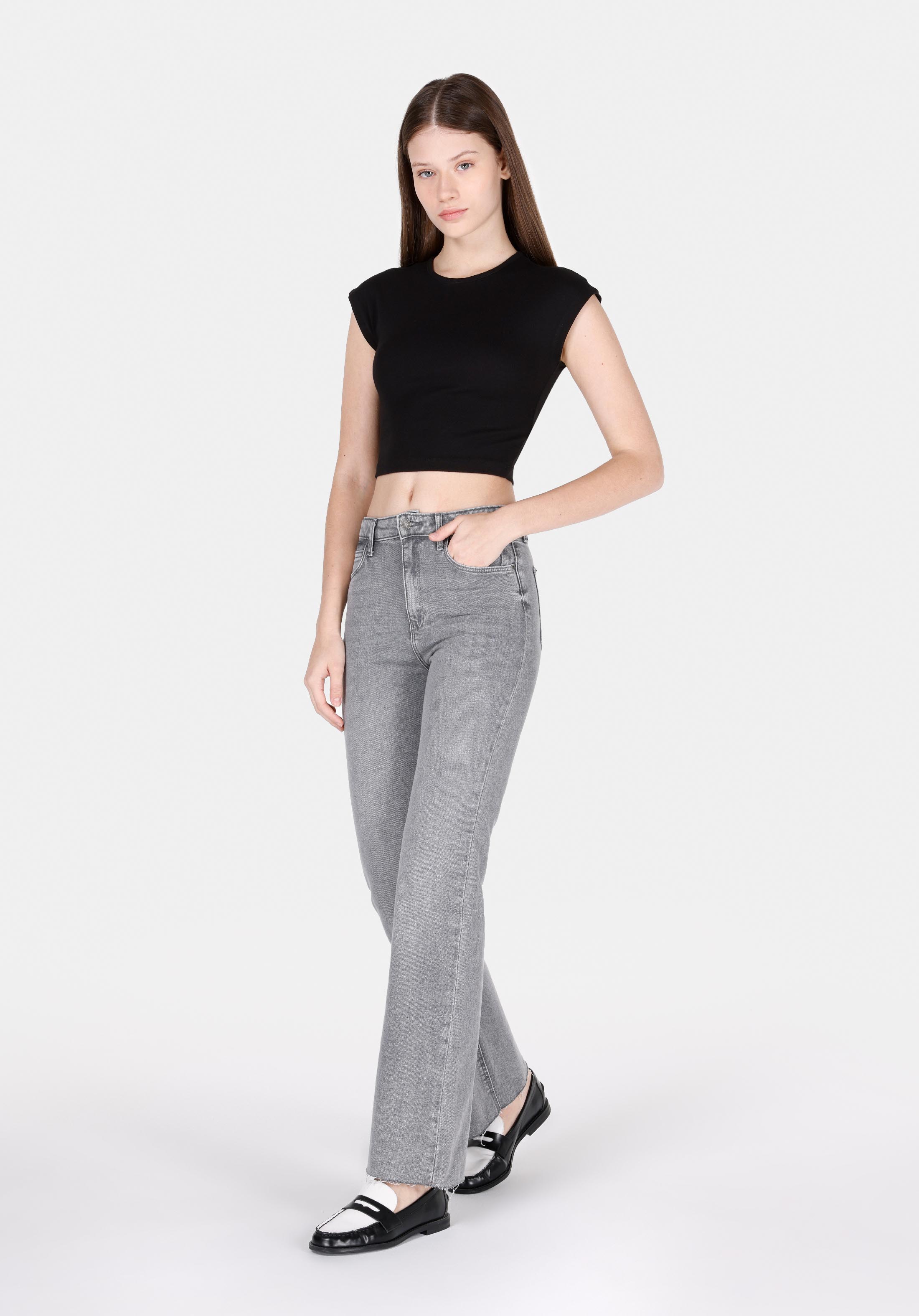 Afișați detalii pentru Pantaloni De Dama Antracit Regular Fit 791 Monica Cl1072255