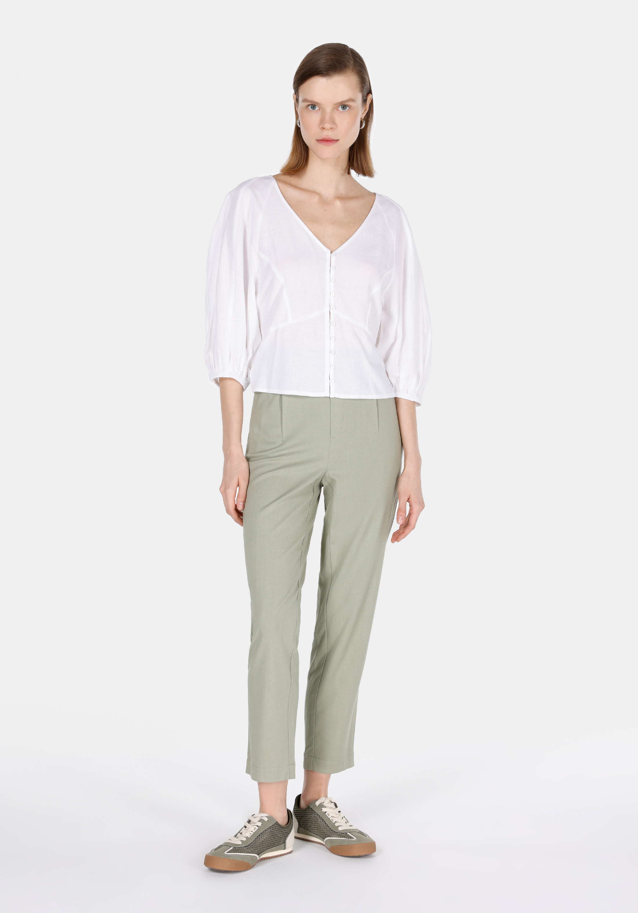 Afișați detalii pentru Bluza Cu Maneca Lunga De Dama Alb Slim Fit  Cl1074629
