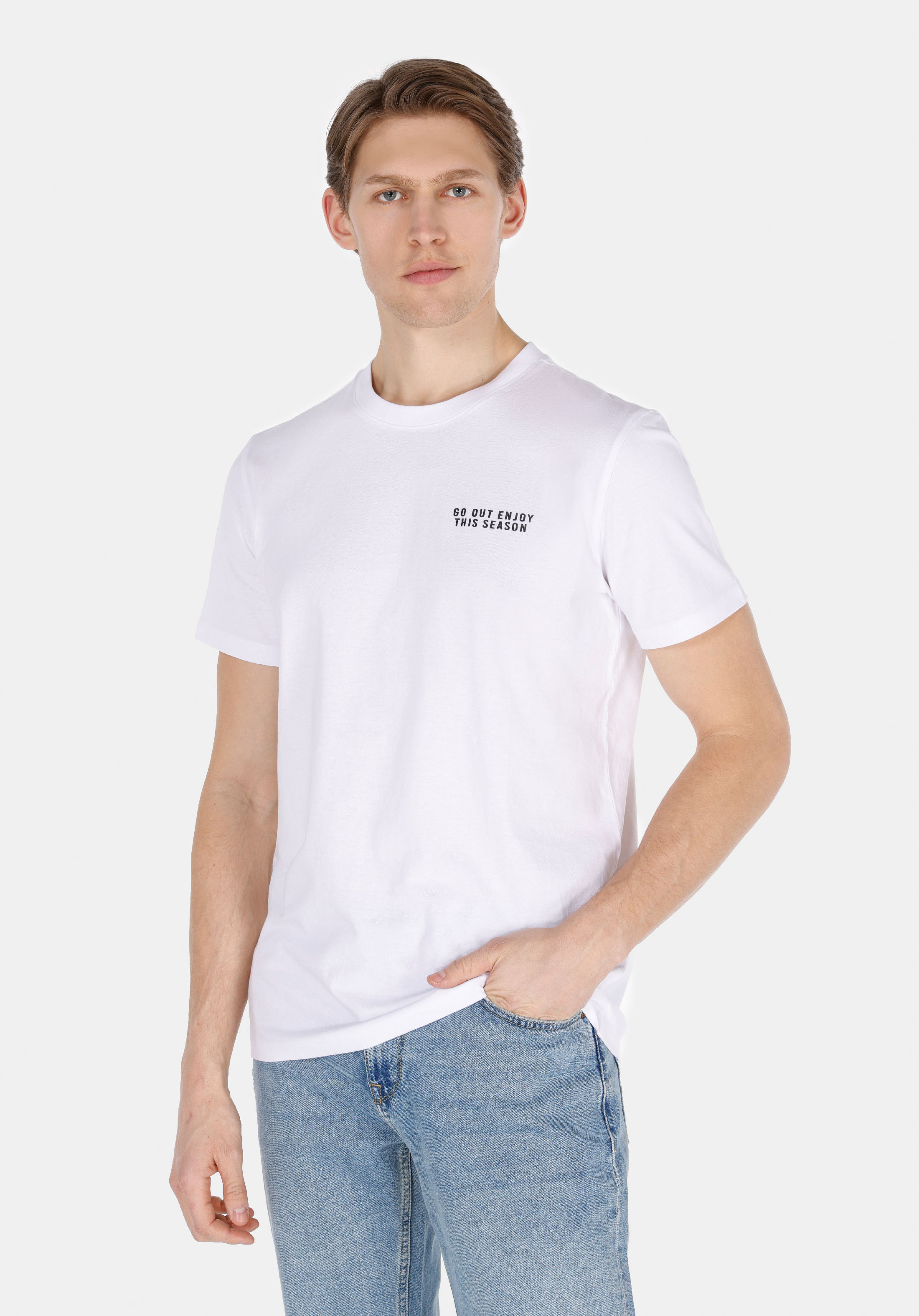 Afișați detalii pentru Tricou Cu Maneca Scurta De Barbati Alb Regular Fit  Cl1073625