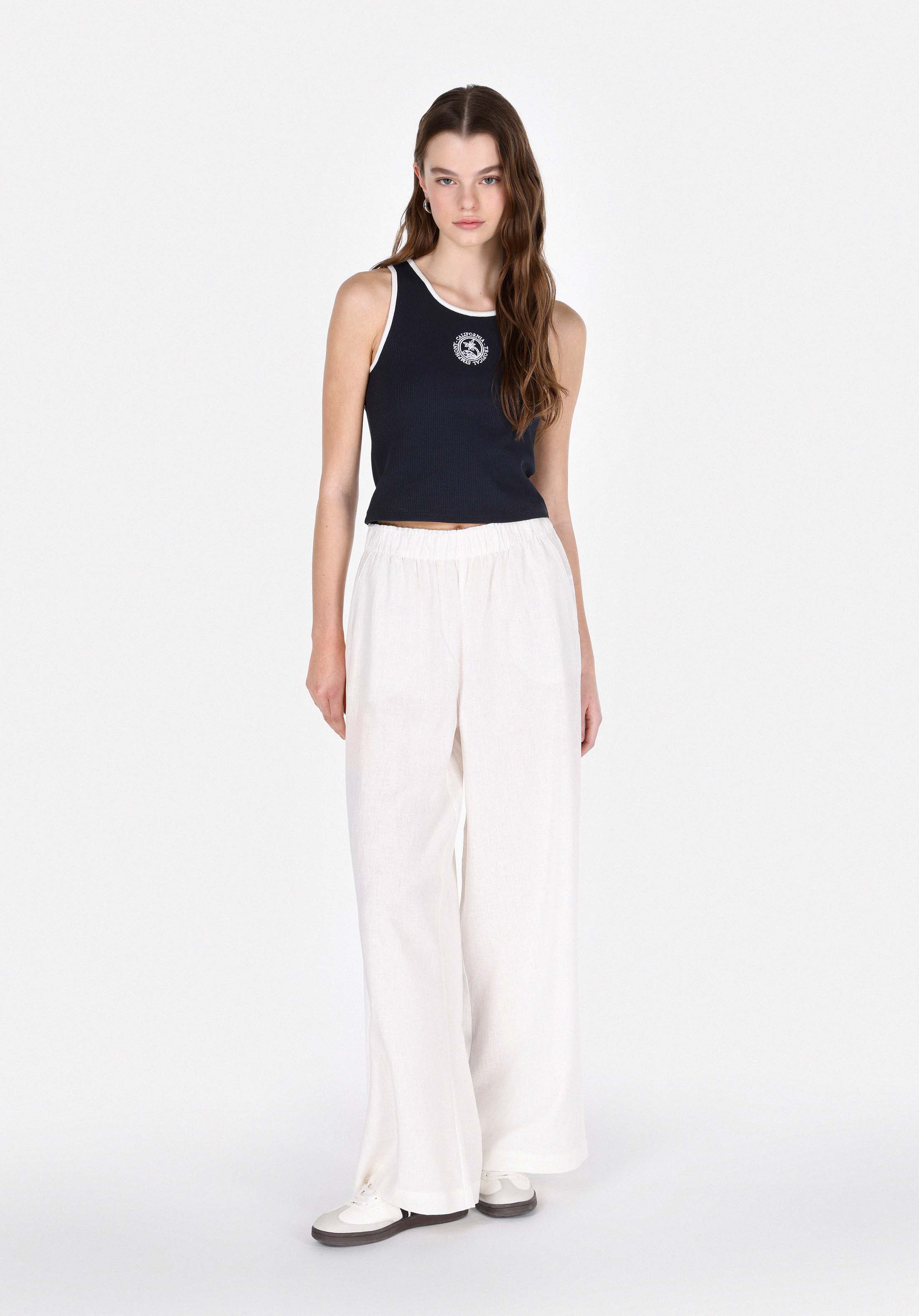Afișați detalii pentru Pantaloni De Dama Alb Regular Fit  Cl1074805