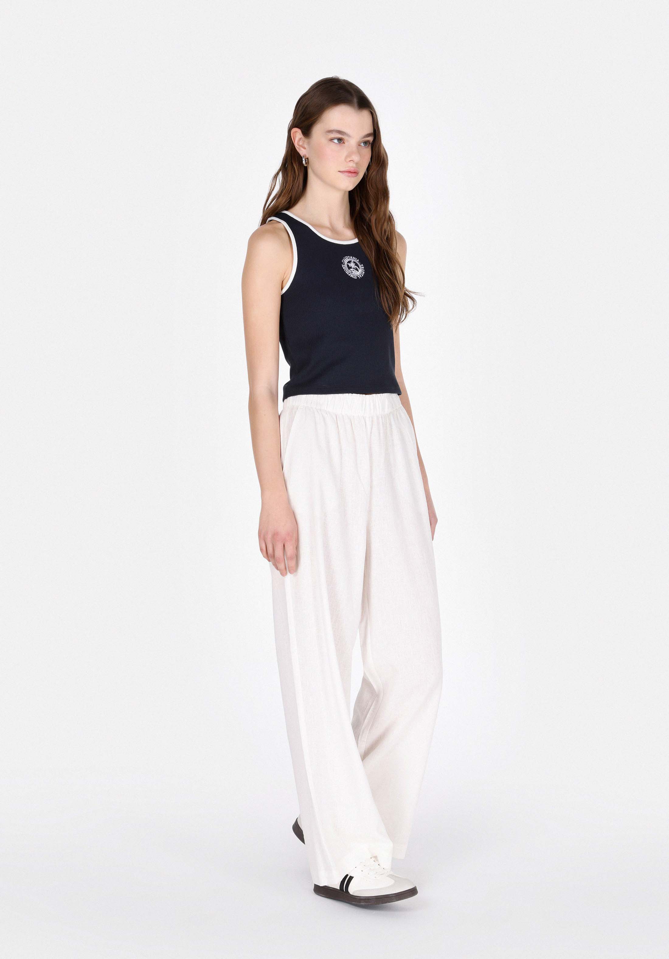 Afișați detalii pentru Pantaloni De Dama Alb Regular Fit  Cl1074805