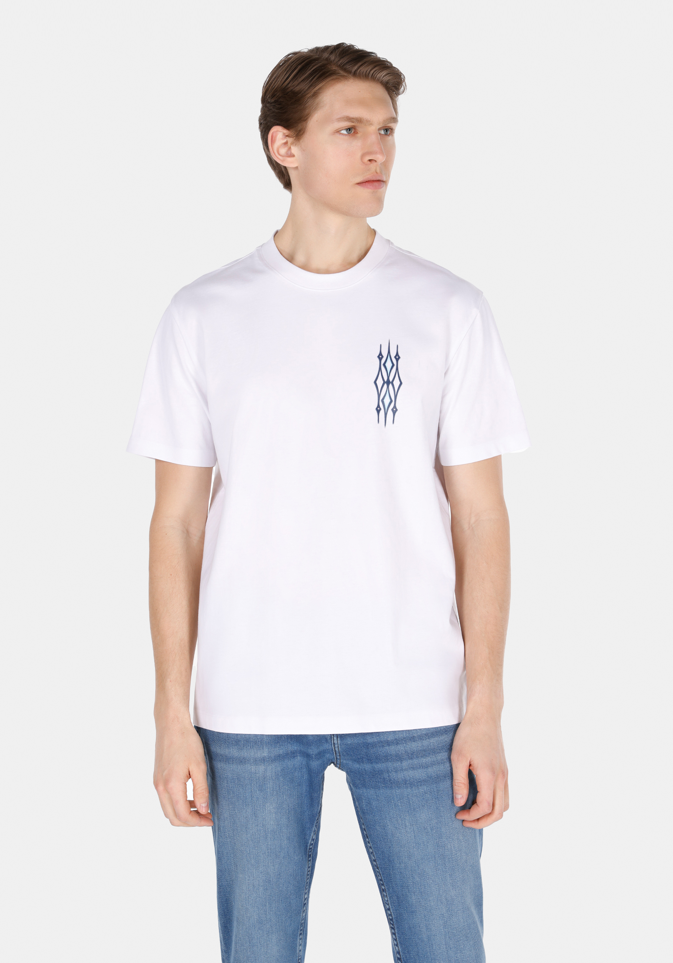 Afișați detalii pentru Comfort Fit Round Neck Drept Bărbați Alb Short Tricou Cu Mânecă Scurtă