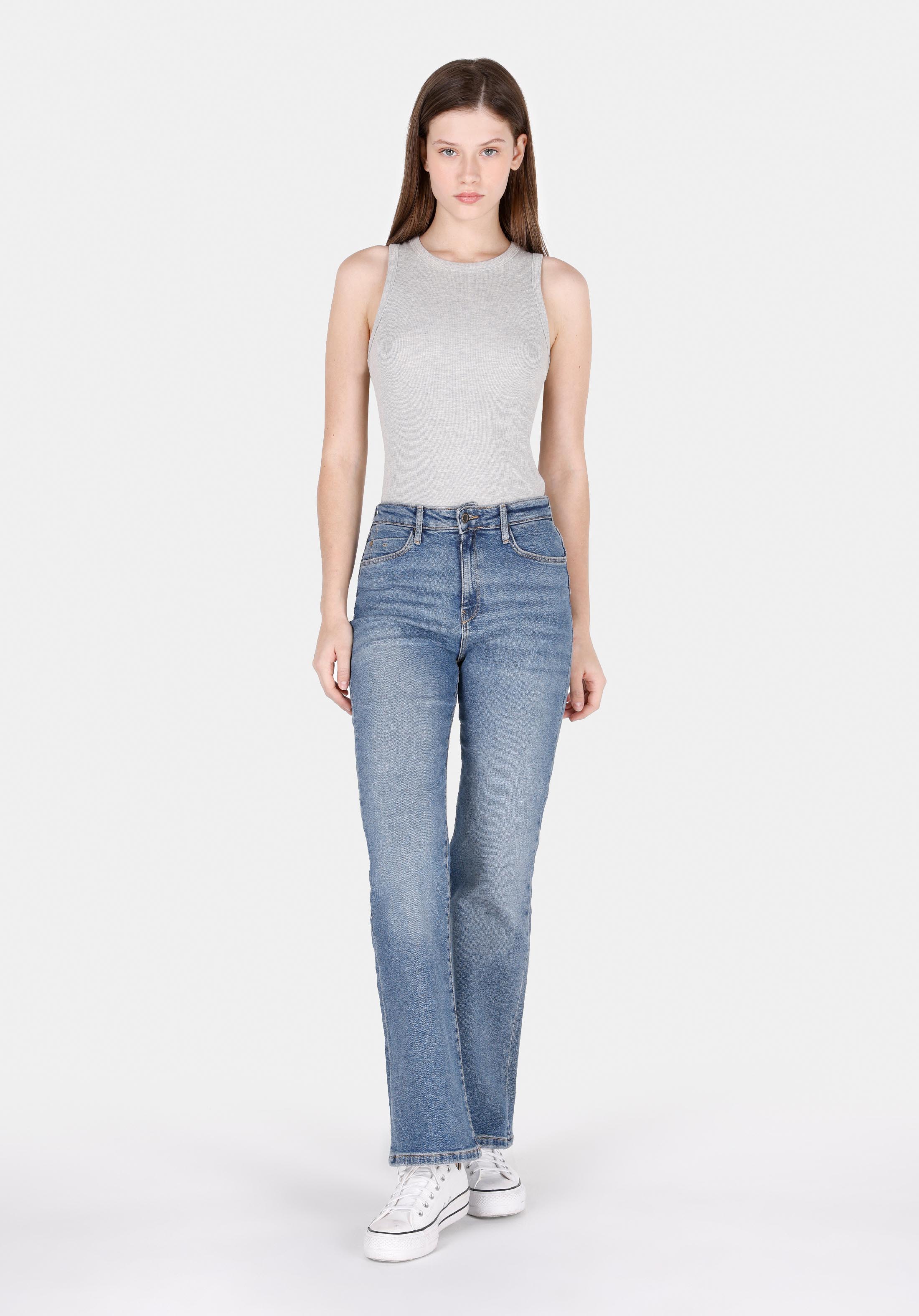 Afișați detalii pentru Pantaloni De Dama Albastru Deschis Regular Fit 791 Monica Cl1072456
