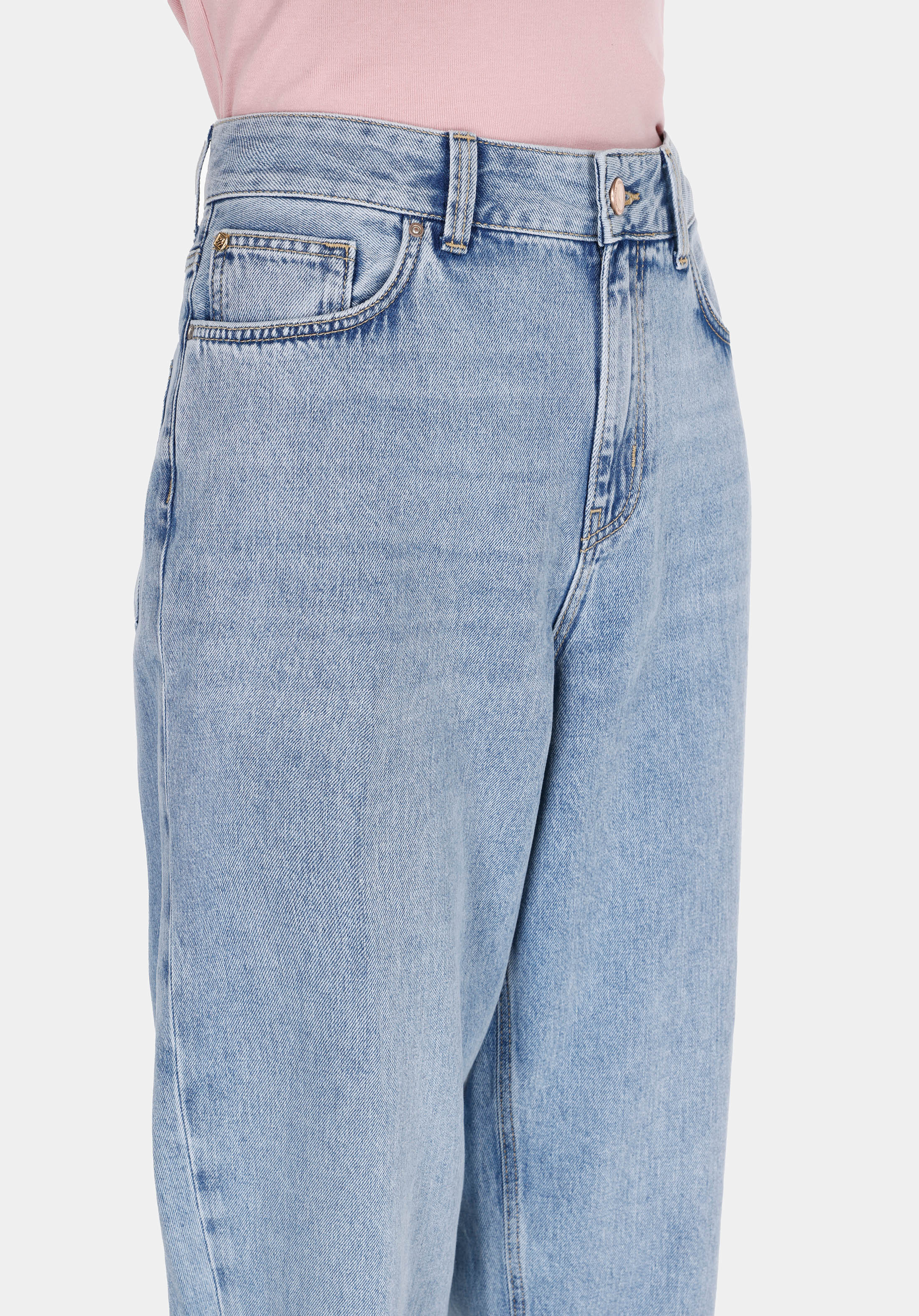 Afișați detalii pentru Pantaloni De Dama Albastru Barrel Fit  Cl1075182