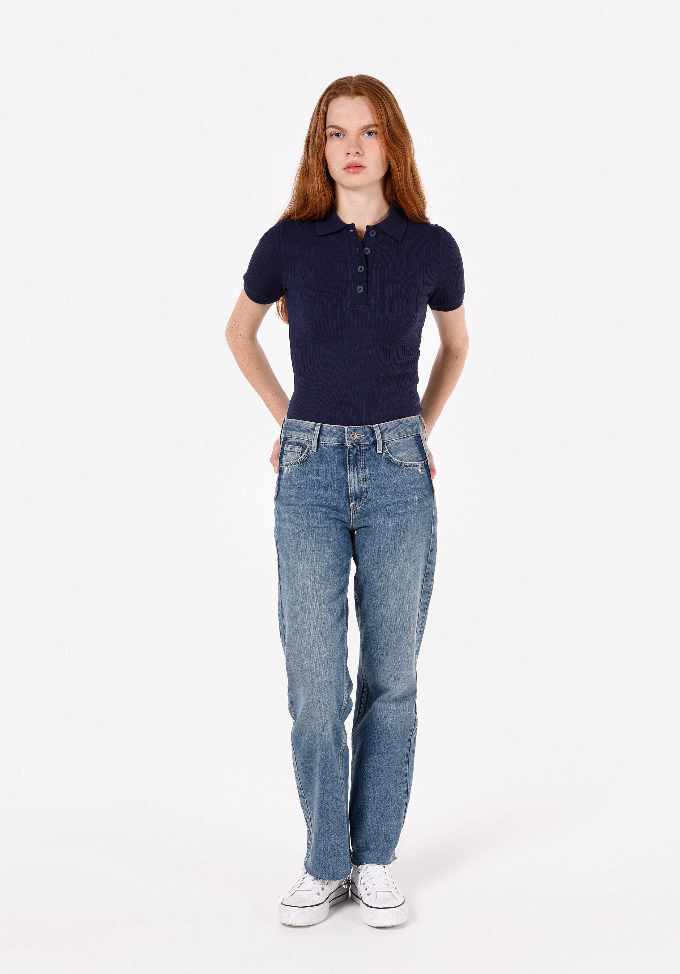 Afișați detalii pentru Tricou Polo Cu Maneca Scurta De Dama Albastru Marin Slim Fit  Cl1072524