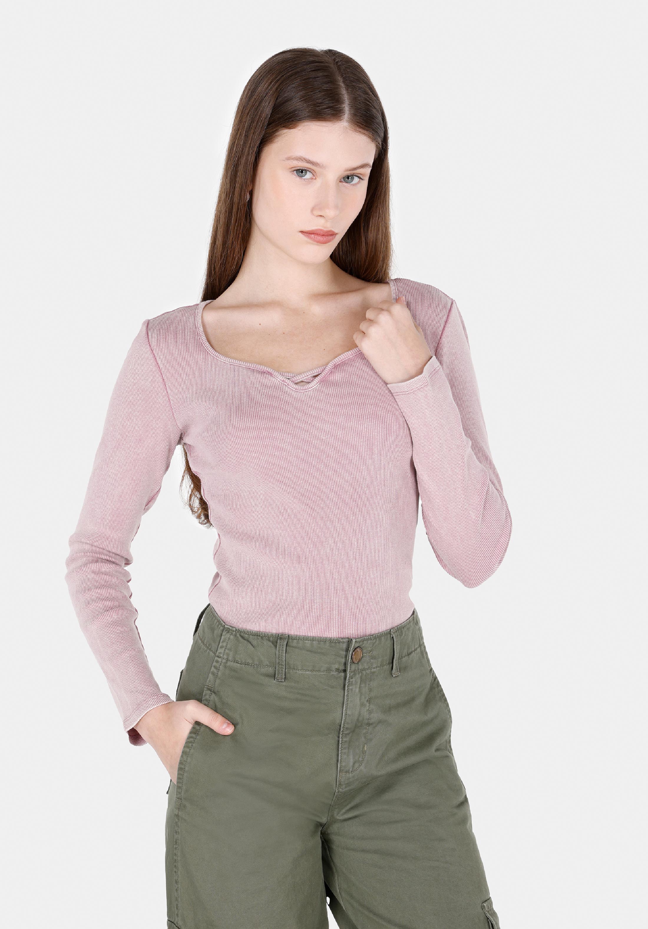 Afișați detalii pentru Bluza Cu Maneca Lunga De Dama Roz Slim Fit  Cl1072548