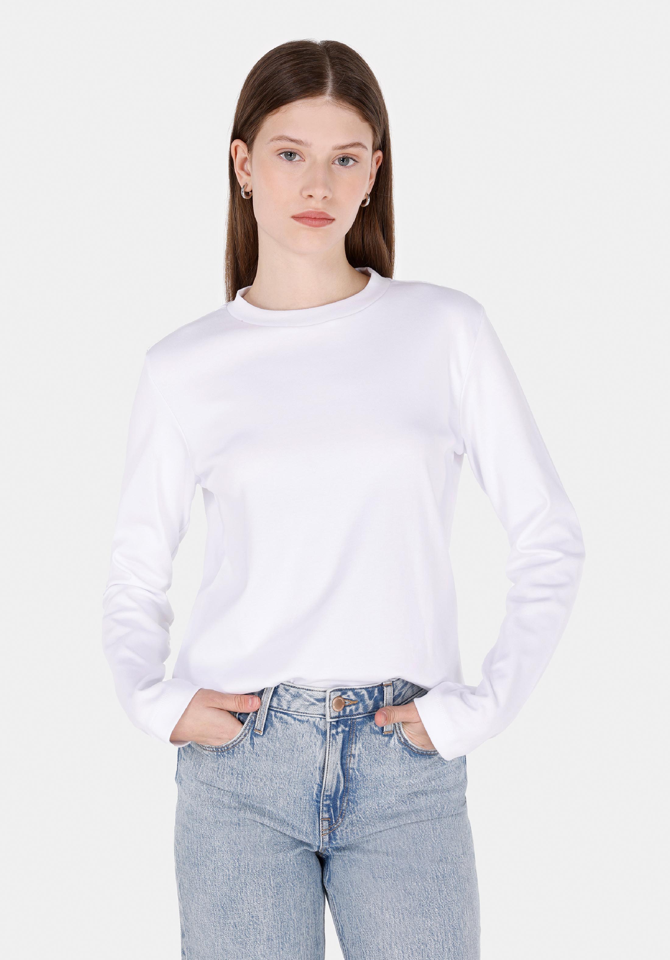 Afișați detalii pentru Tricou Cu Maneca Lunga De Dama Alb Regular Fit  Cl1072549
