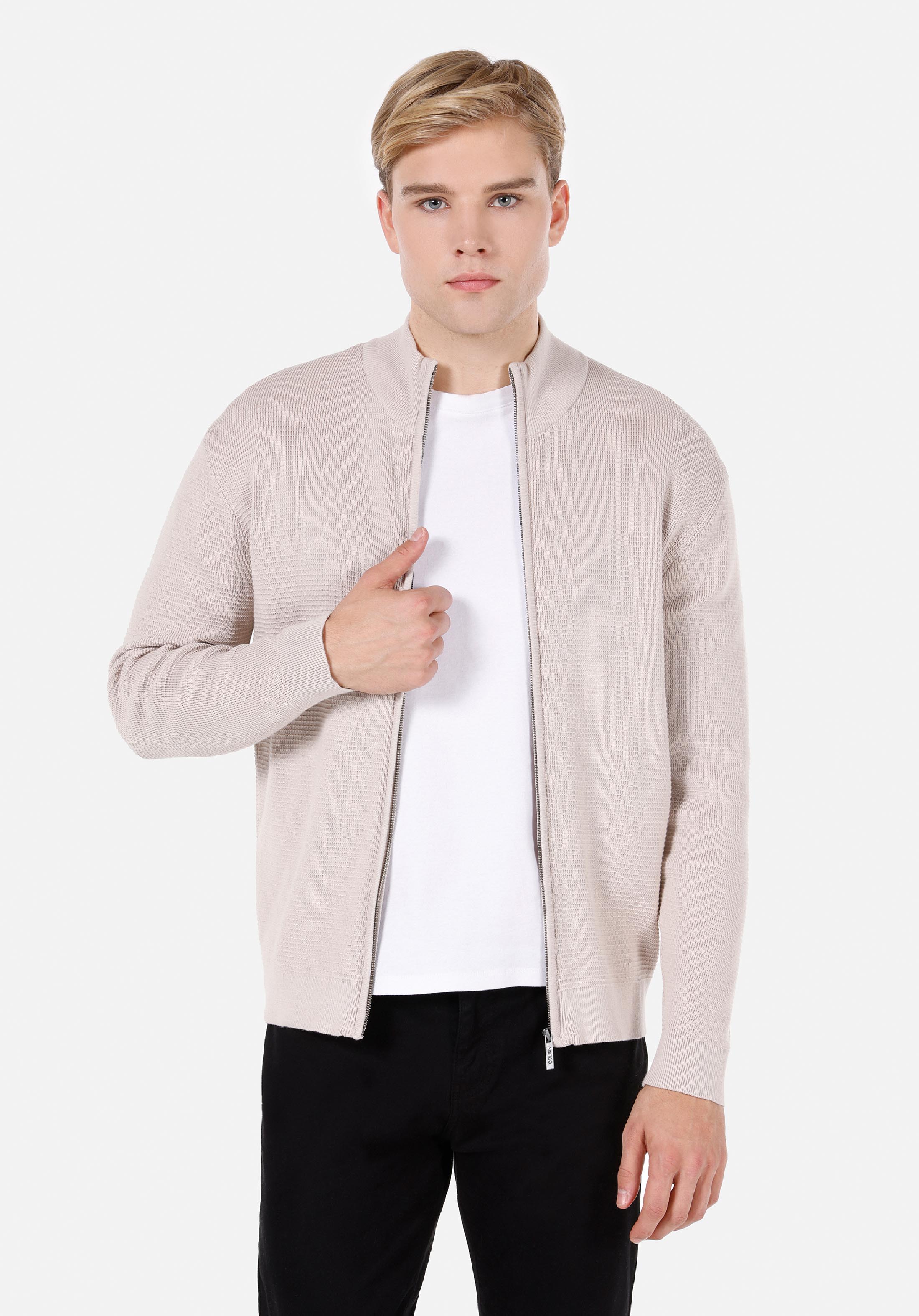 Afișați detalii pentru Cardigan De Barbati Ecru Regular Fit  Cl1072647