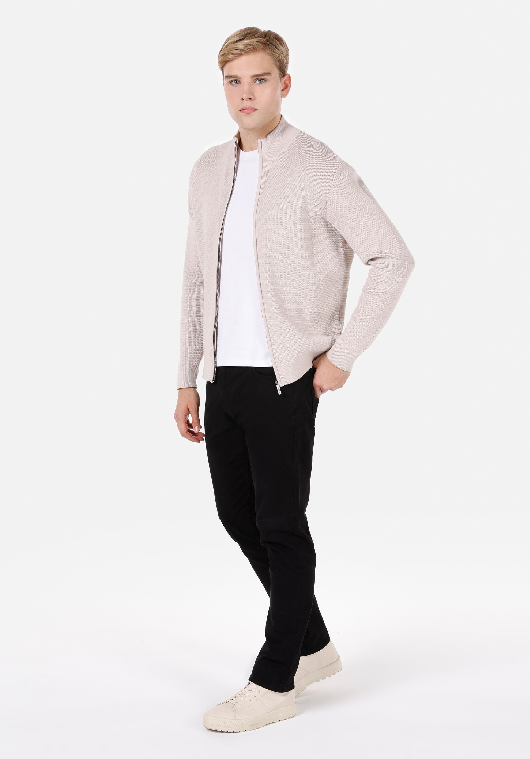 Afișați detalii pentru Cardigan De Barbati Ecru Regular Fit  Cl1072647