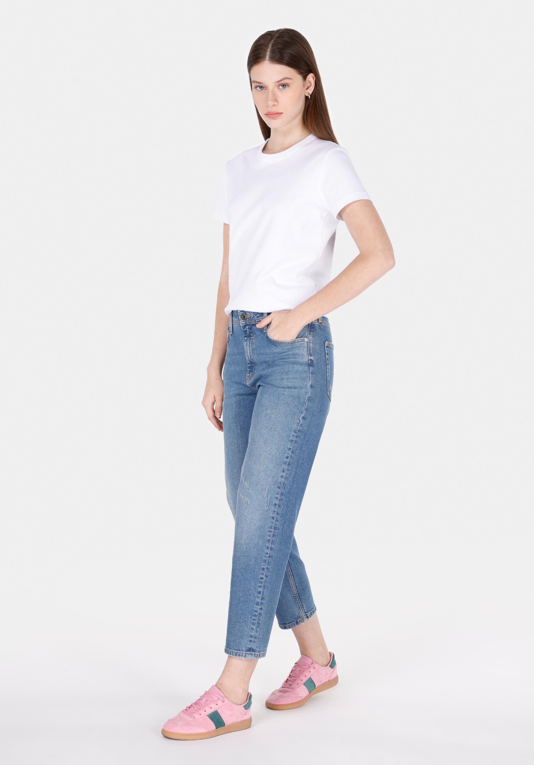 Afișați detalii pentru Pantaloni De Dama Albastru Boyfriend Fit 893 Julia Cl1072658