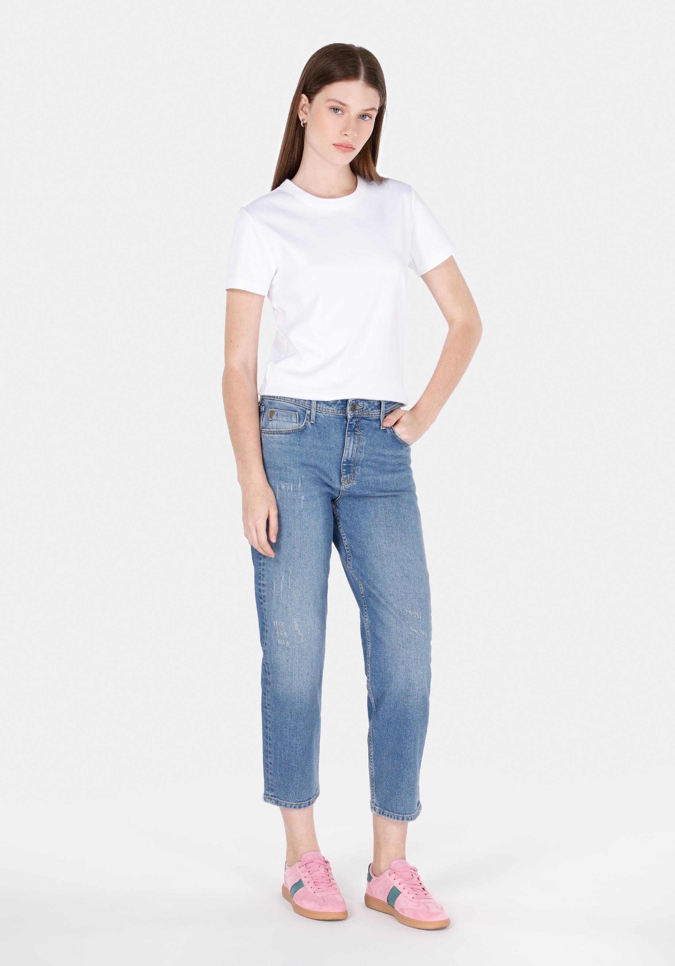 Afișați detalii pentru Pantaloni De Dama Albastru Boyfriend Fit 893 Julia Cl1072658
