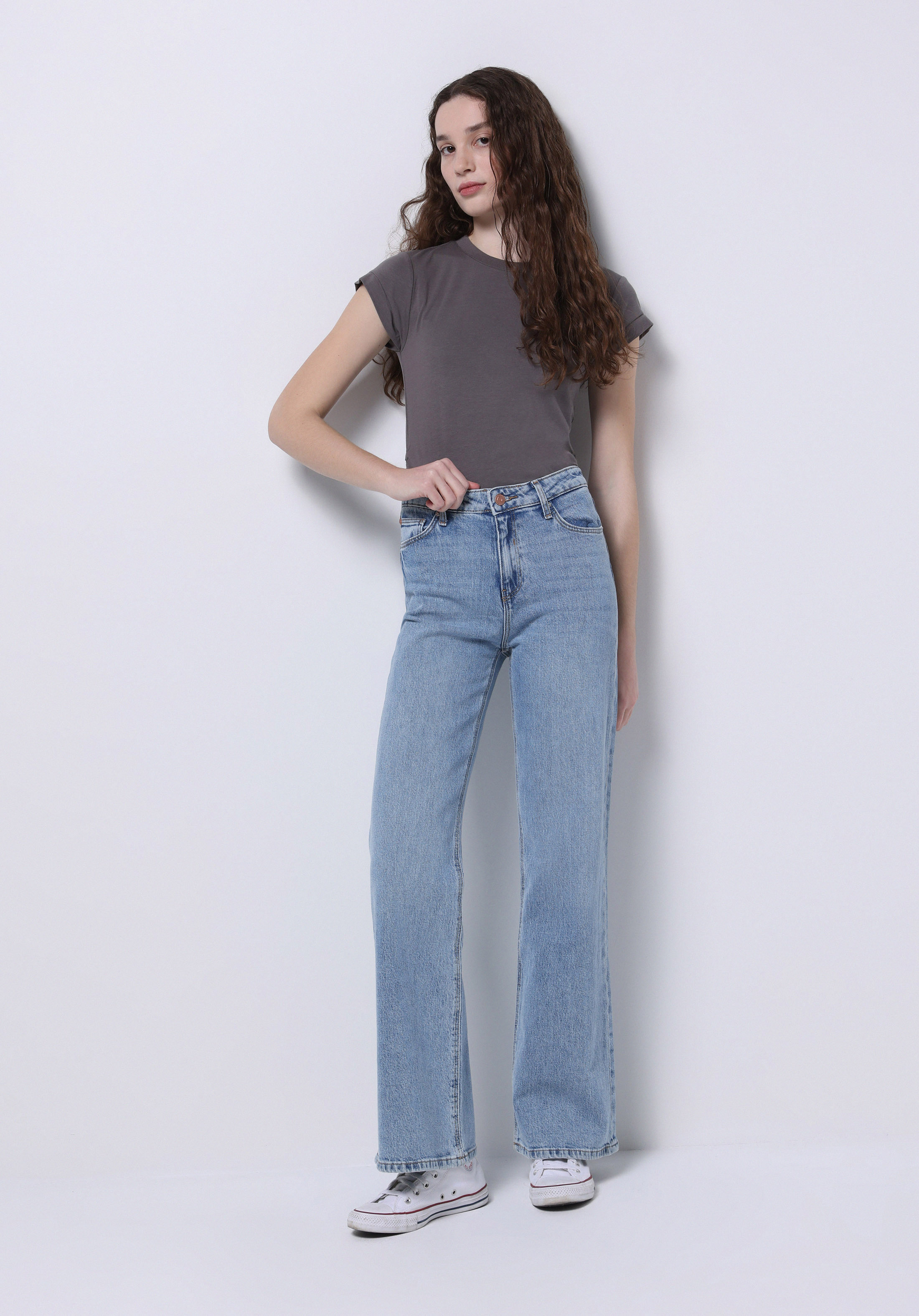 Afișați detalii pentru Pantaloni De Dama Albastru Regular Fit 793 Monica Cl1075025