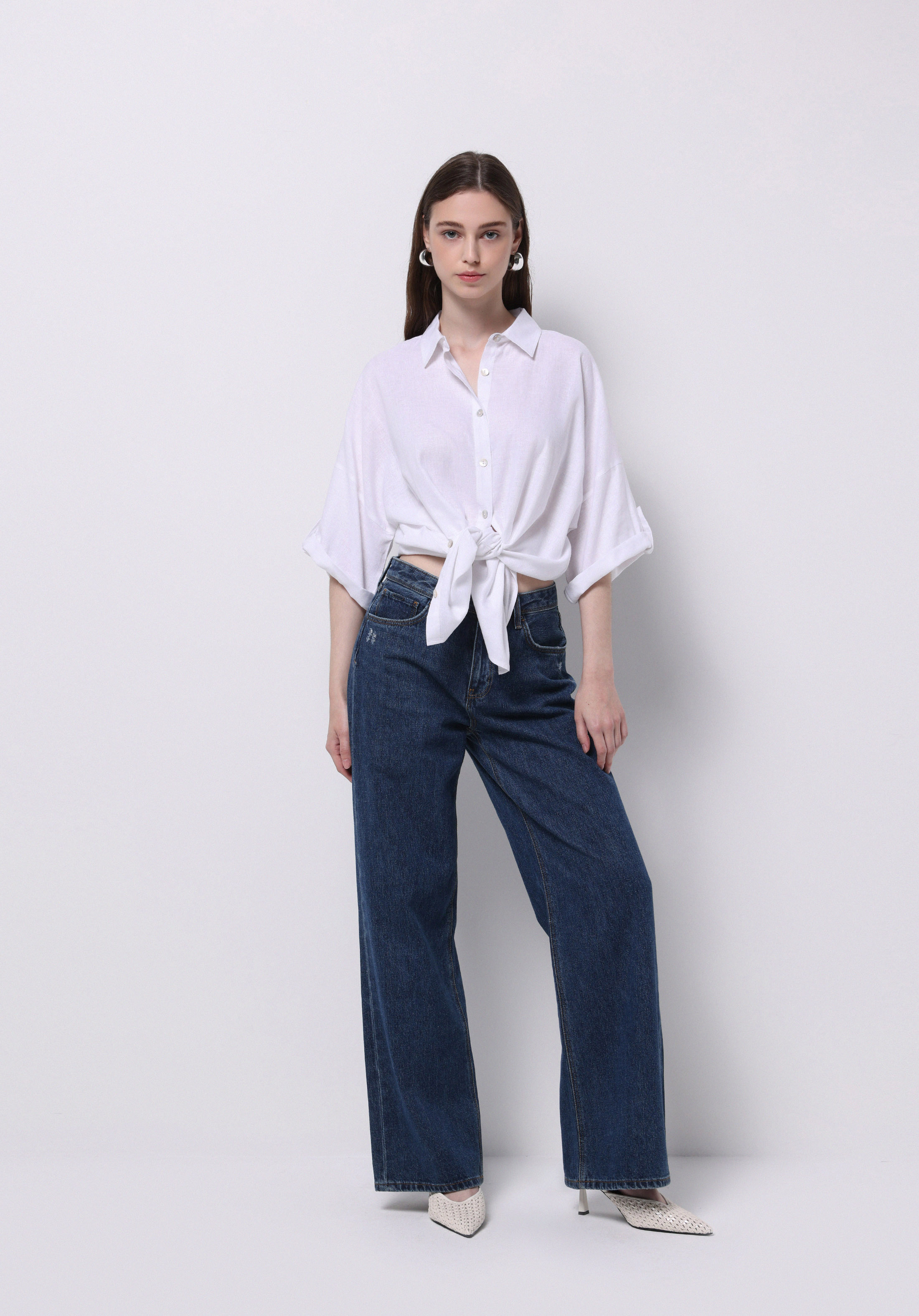 Afișați detalii pentru Camasa Cu Maneca Lunga De Dama Alb Relaxed Fit  Cl1074035
